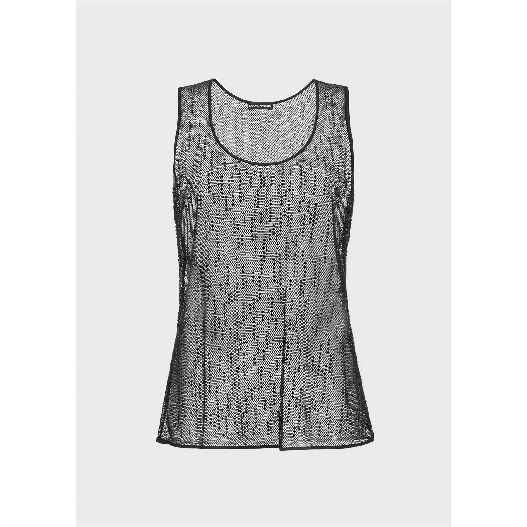 Emporio Armani Slinky Diamante Cut Out Tank Top