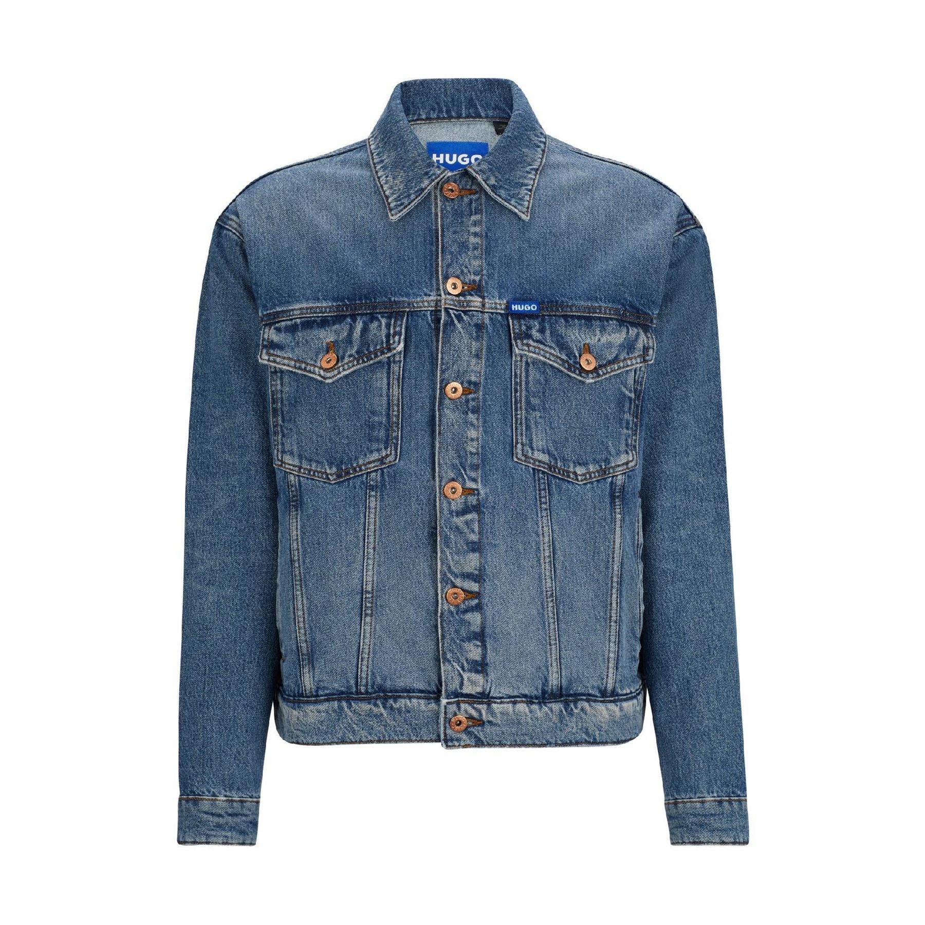 Hugo Dex Stone Wash Flap Pocket Denim Jacket
