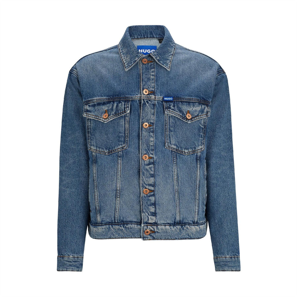 Hugo Dex Stone Wash Flap Pocket Denim Jacket