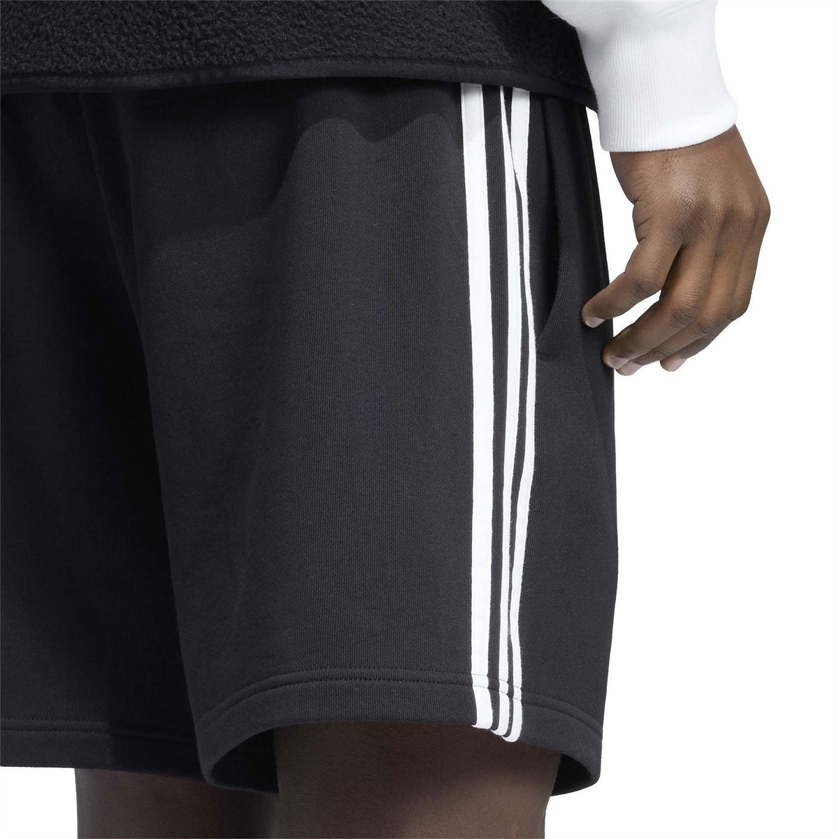 adidas Mens Essentials 3 Stripe Fleece Shorts