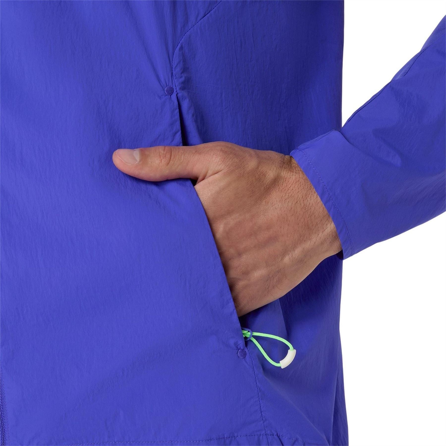 Asics Road Solid Patterned Hooded Adjustable Drawstring Running Jacket