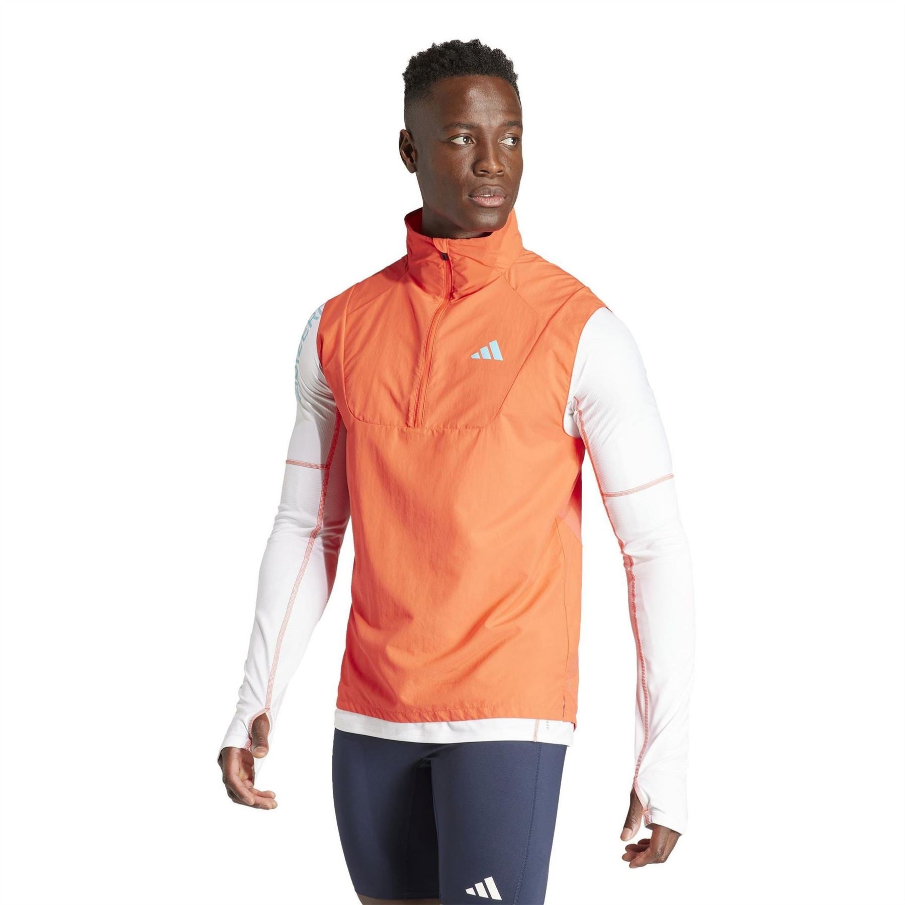 adidas Solid Patterned Half Zipper Waist Coat