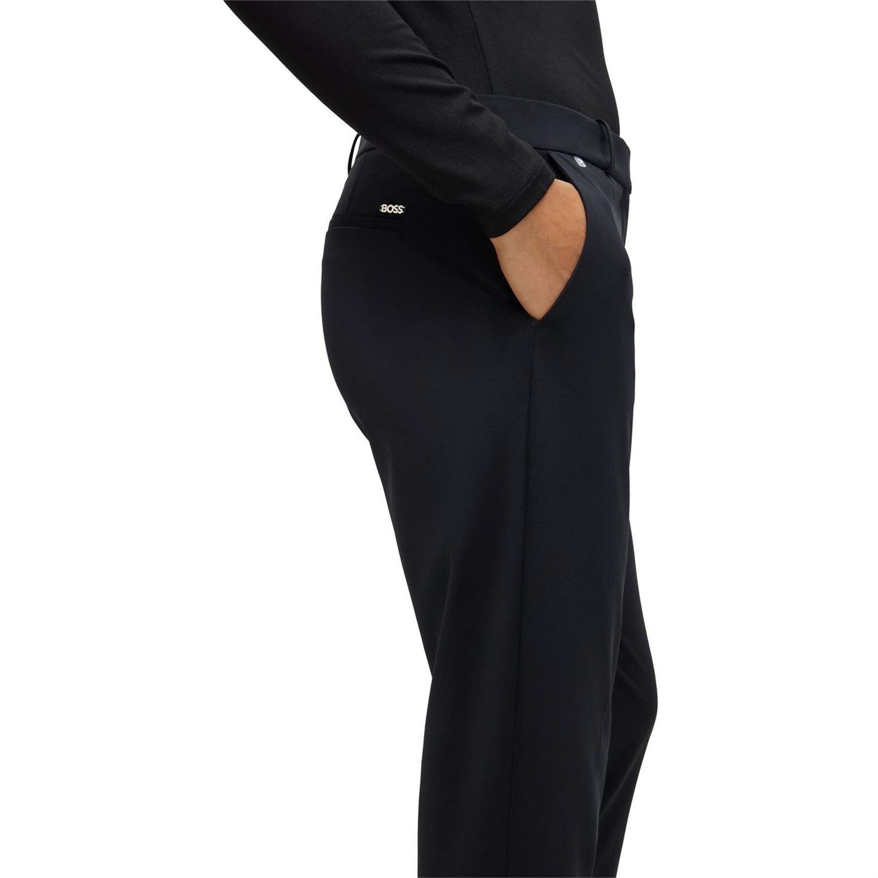 Boss Solid Patterned Roll Up Cuff Trousers