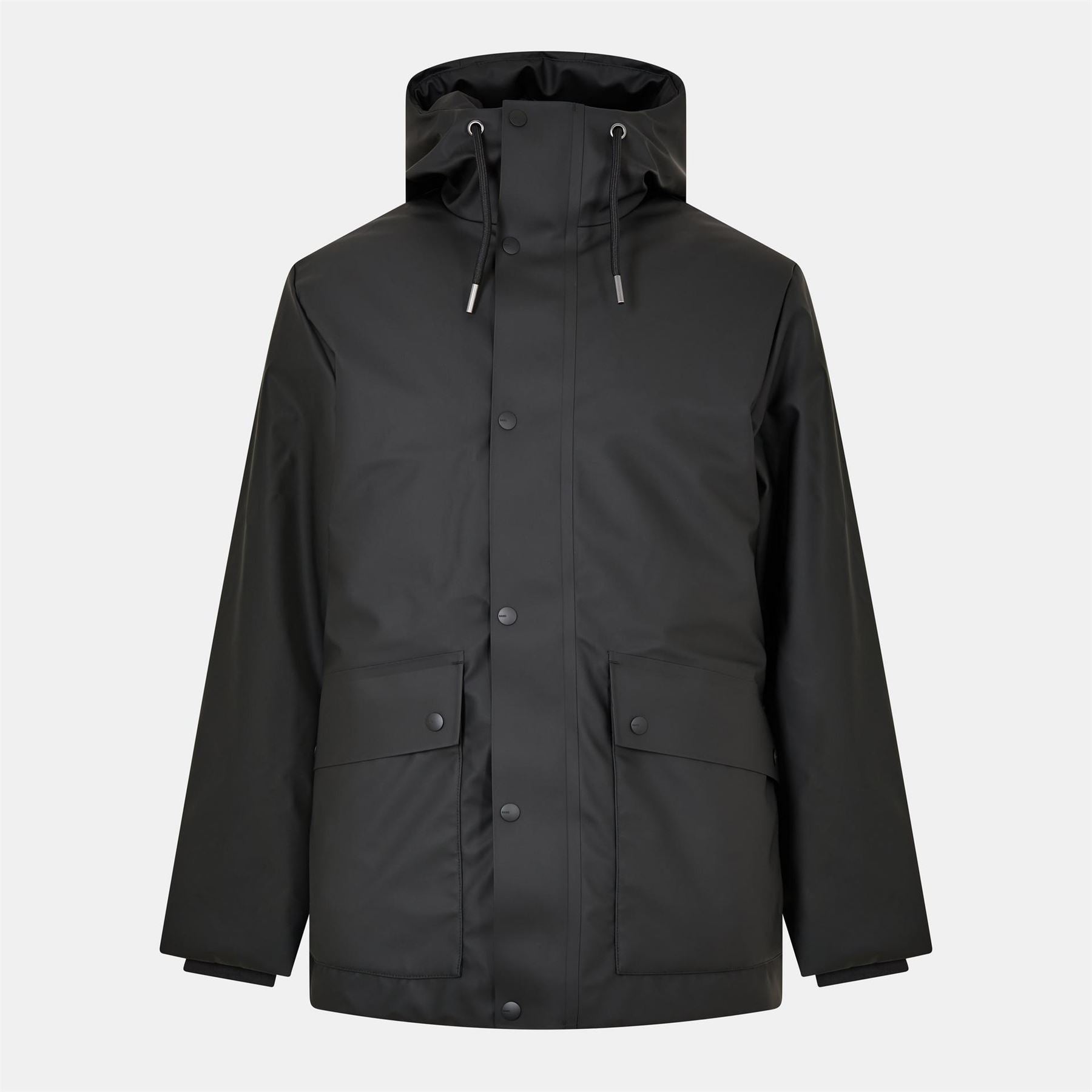 Rains Nome Hooded Snap Button Solid Patterned Parka Coat