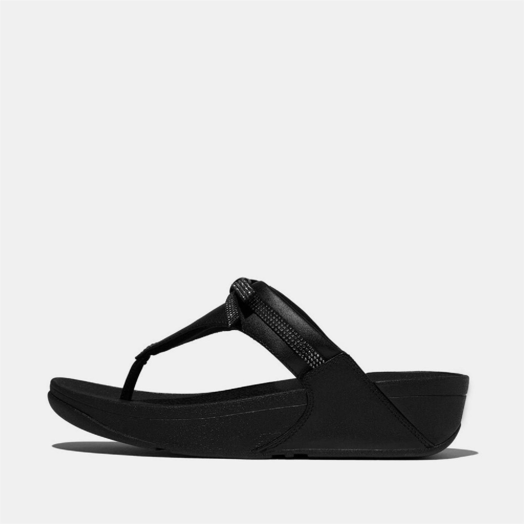 Fitflop Glitz Bow Leather Toe Post Sandals
