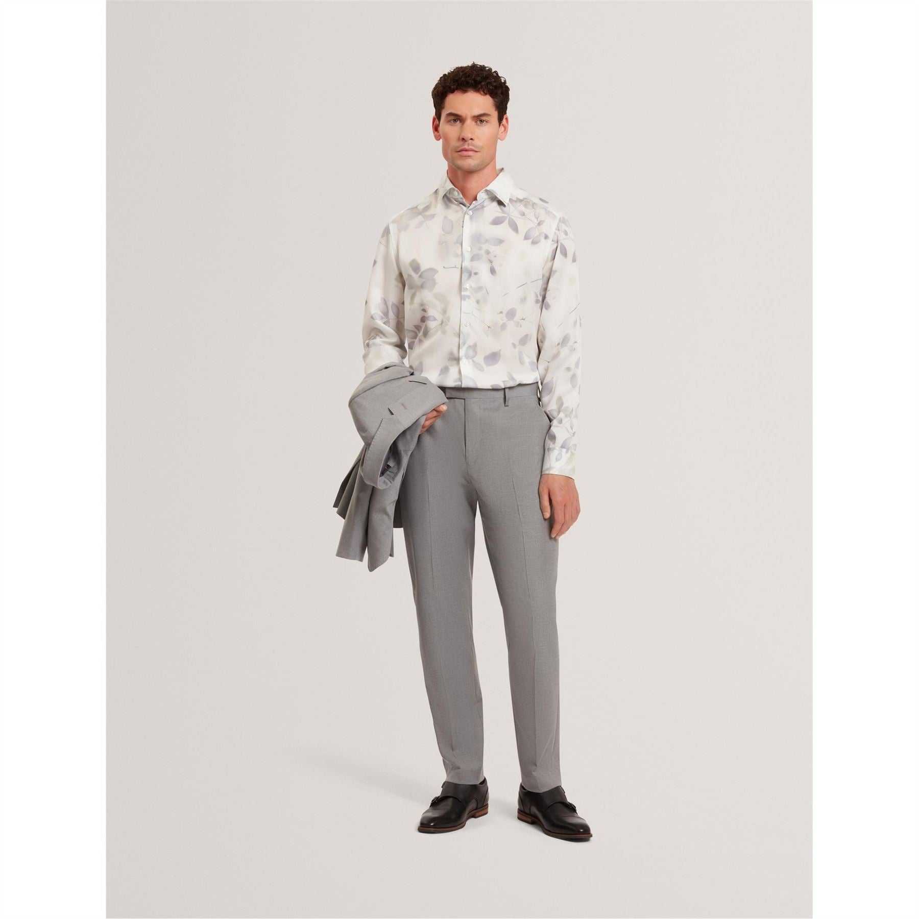 Ted Baker Leaf Print Collared Neck Long Sleeve Shirt