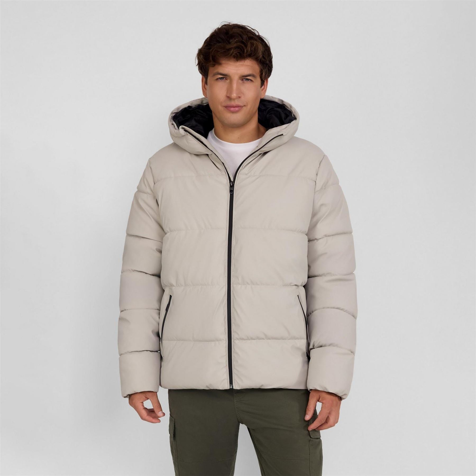 Minoti Pu Jacket With Hood And Zip Pockets Grey