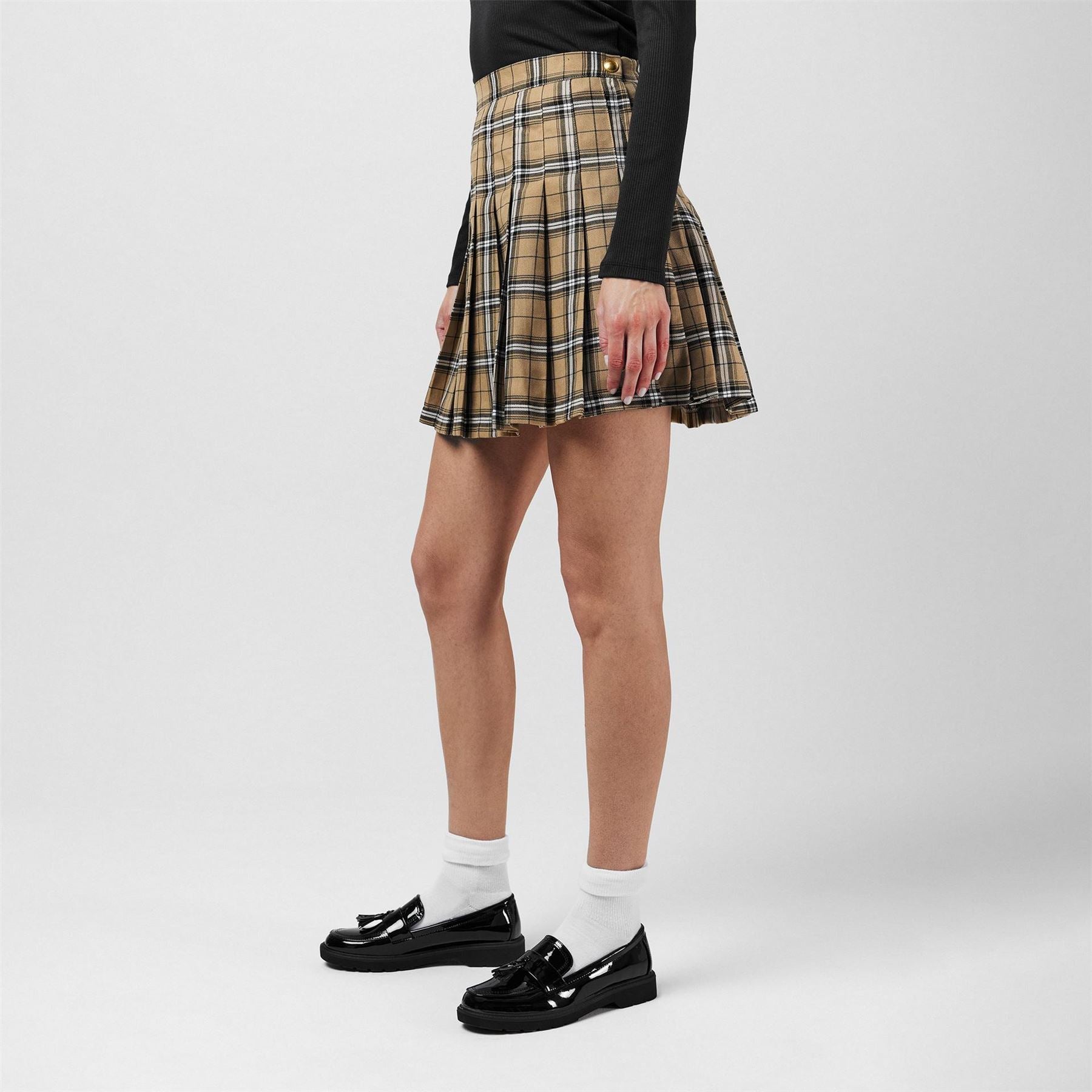 Fabric Pleated Checked Skort
