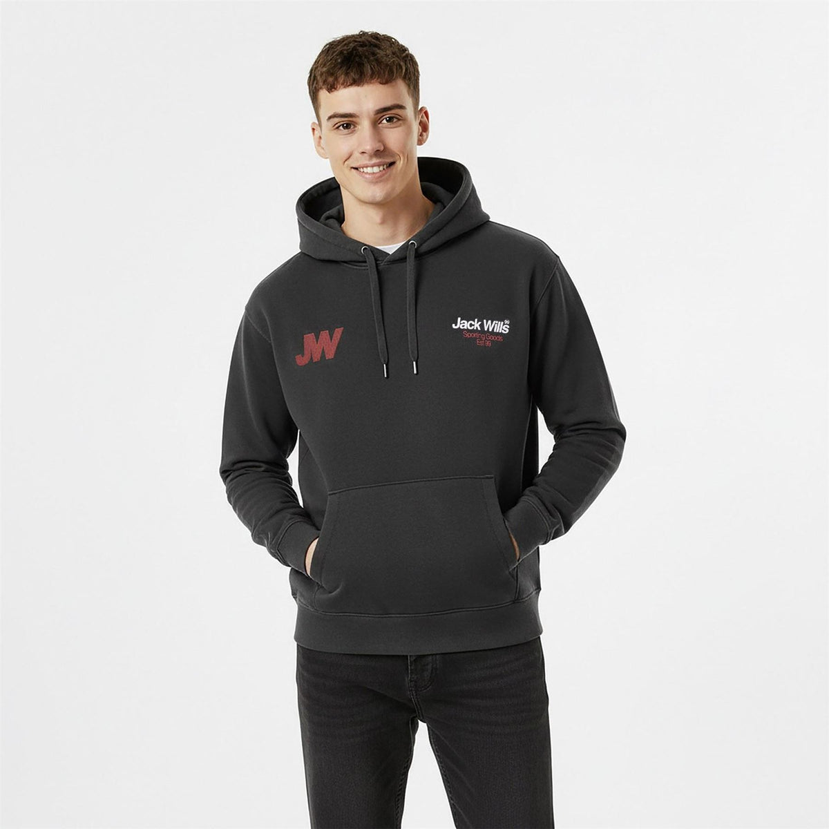 Jack Wills Blur Lettering Hooded Relaxed Sweatshirt