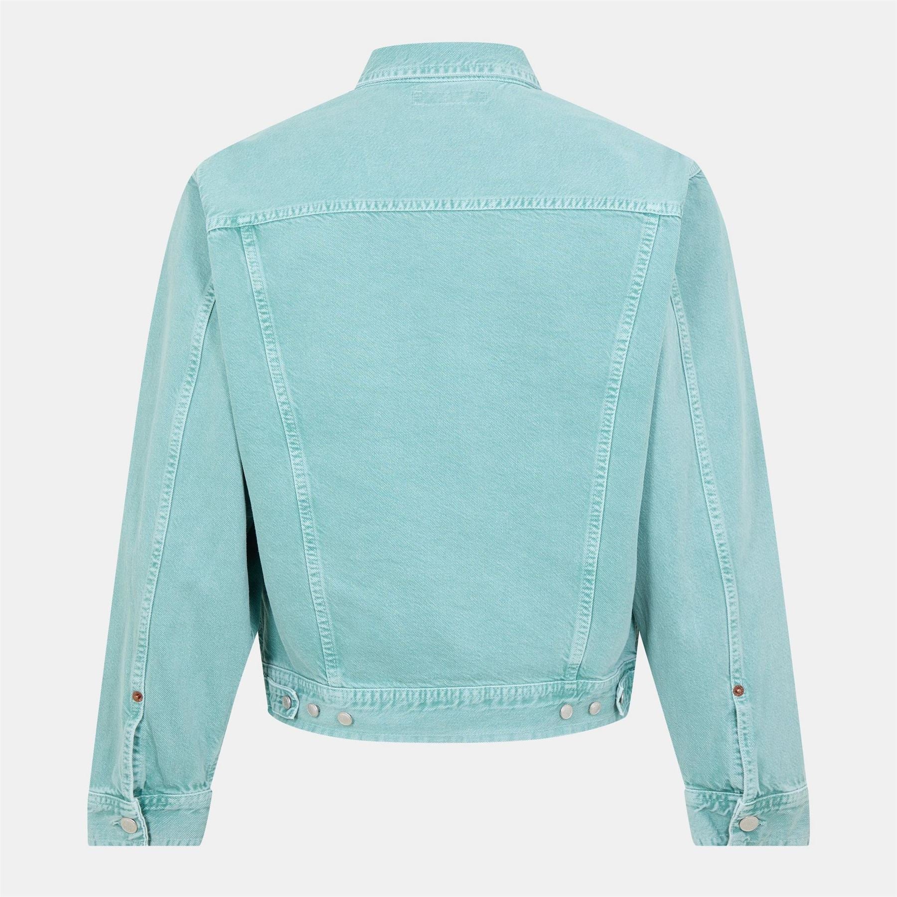 Replay Solid Patterned Snap Button Denim Jacket with Pockets
