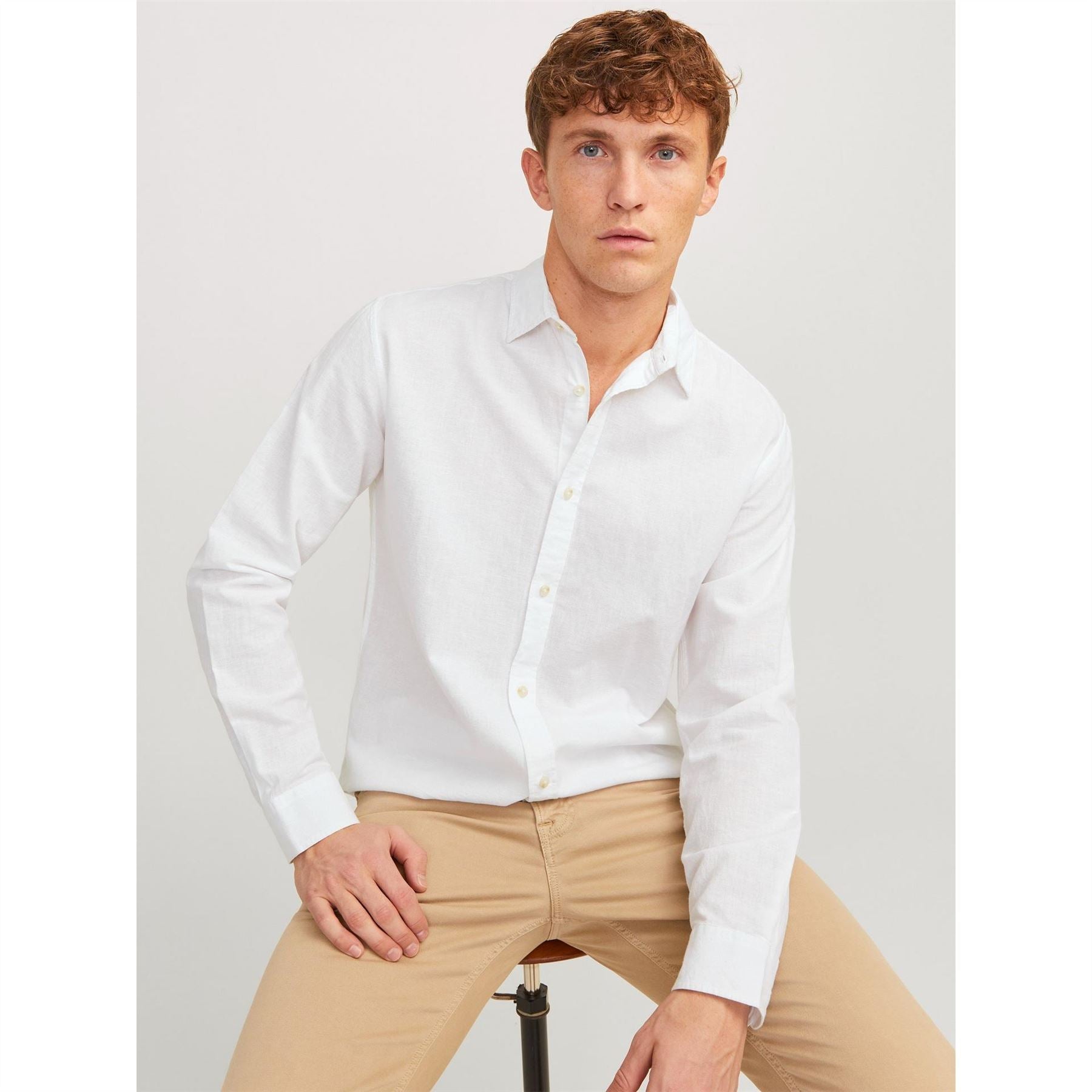 Jack and Jones Regular Fit Linen Long Sleeve Shirt