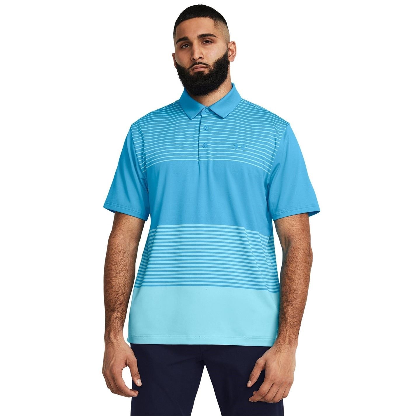 Under Armour Striped Collared Neck Short Sleeve Polo Shirt