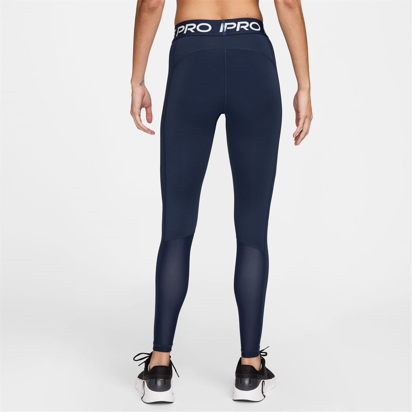 Nike Womens Pro Mid Rise Mesh Panelled Leggings