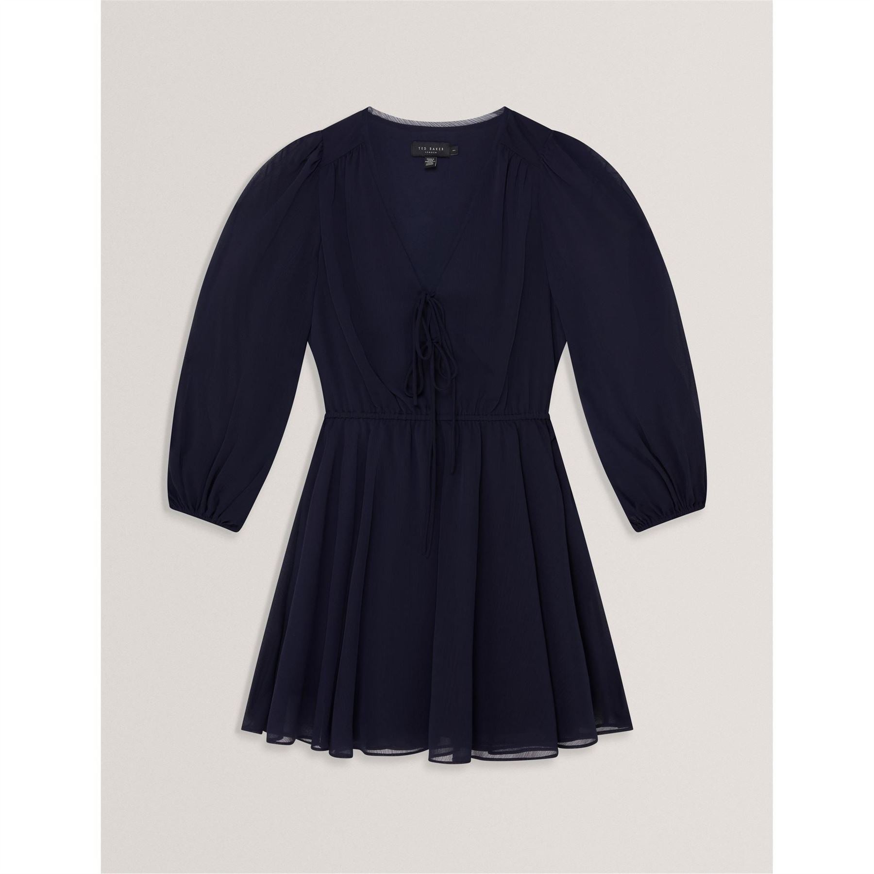 Ted Baker Woven V-Neck Three Quarter Sleeve Babydoll Dress