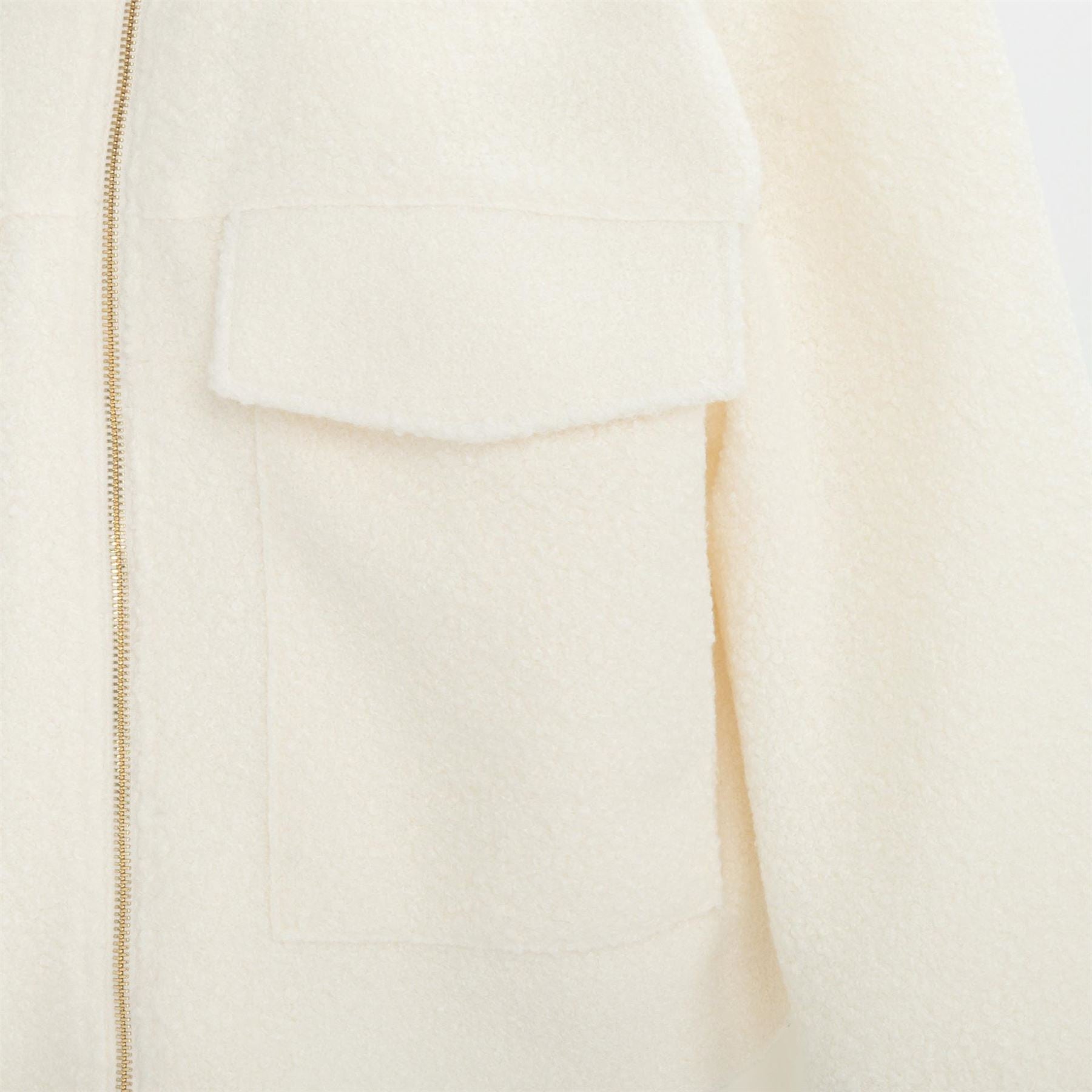 Firetrap Short Textured Cropped Long Sleeve Shearling Jacket