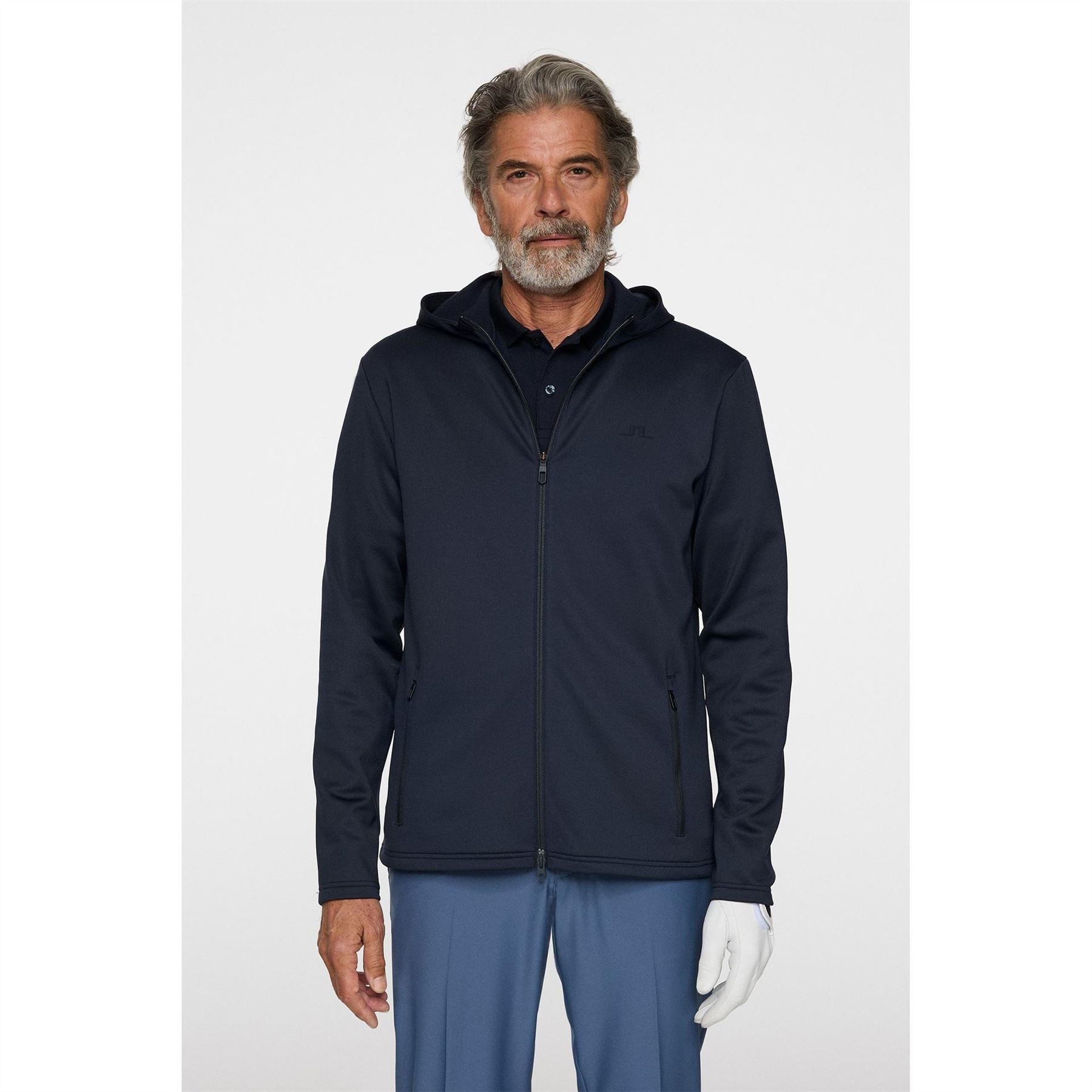 J Lindeberg Golf Aeril Full Zipper Hooded Logo Print Jacket with Zipped Pocket