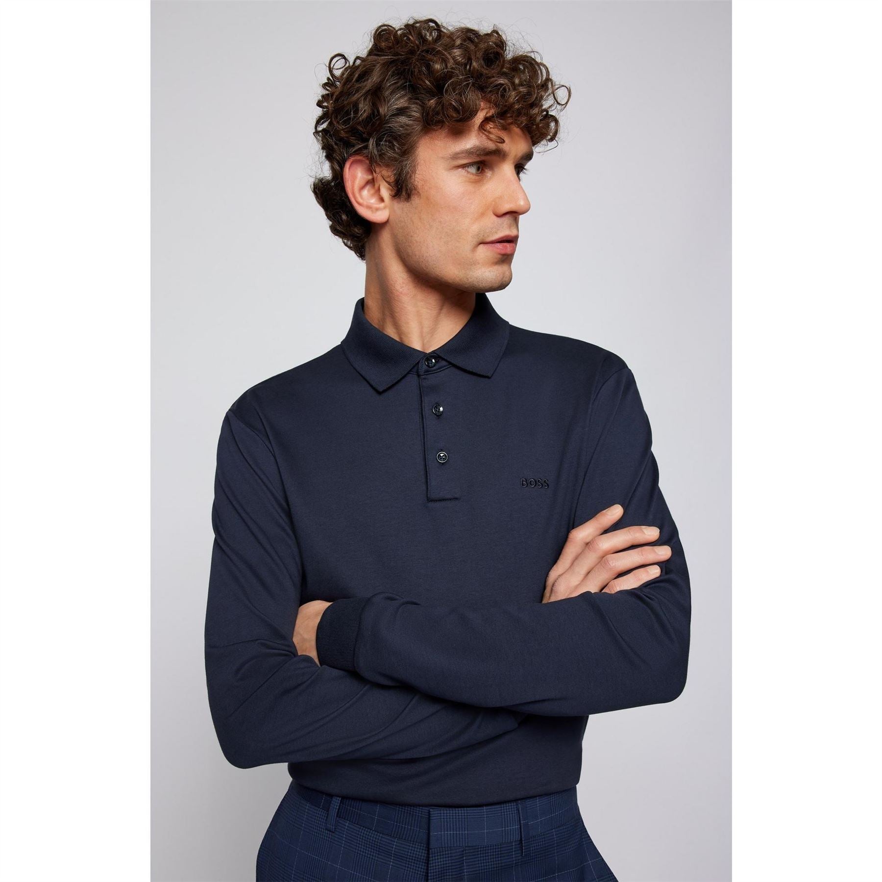 Boss Hbb Pado 30 Long Sleeve Polo Shirt, Iconic Logo Embroidered