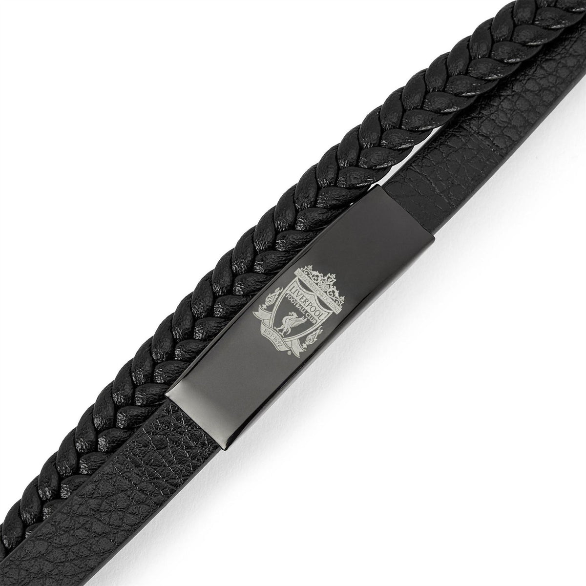 Team Officially Licensed Stainless Steel And Leather Black Ip Bracelet