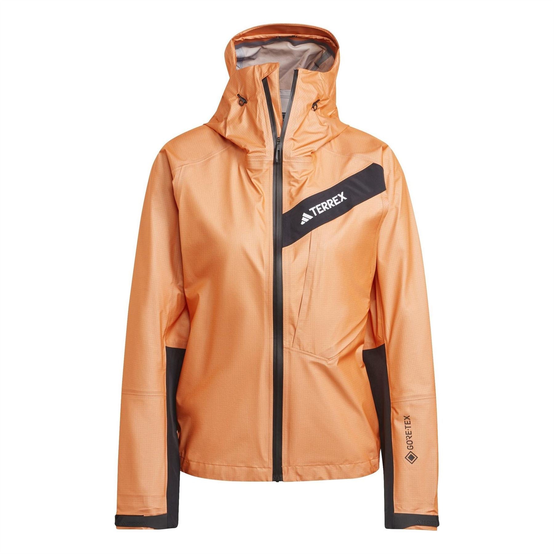 adidas Women's Solid Patterned Hooded Full Zipper Rain Jacket