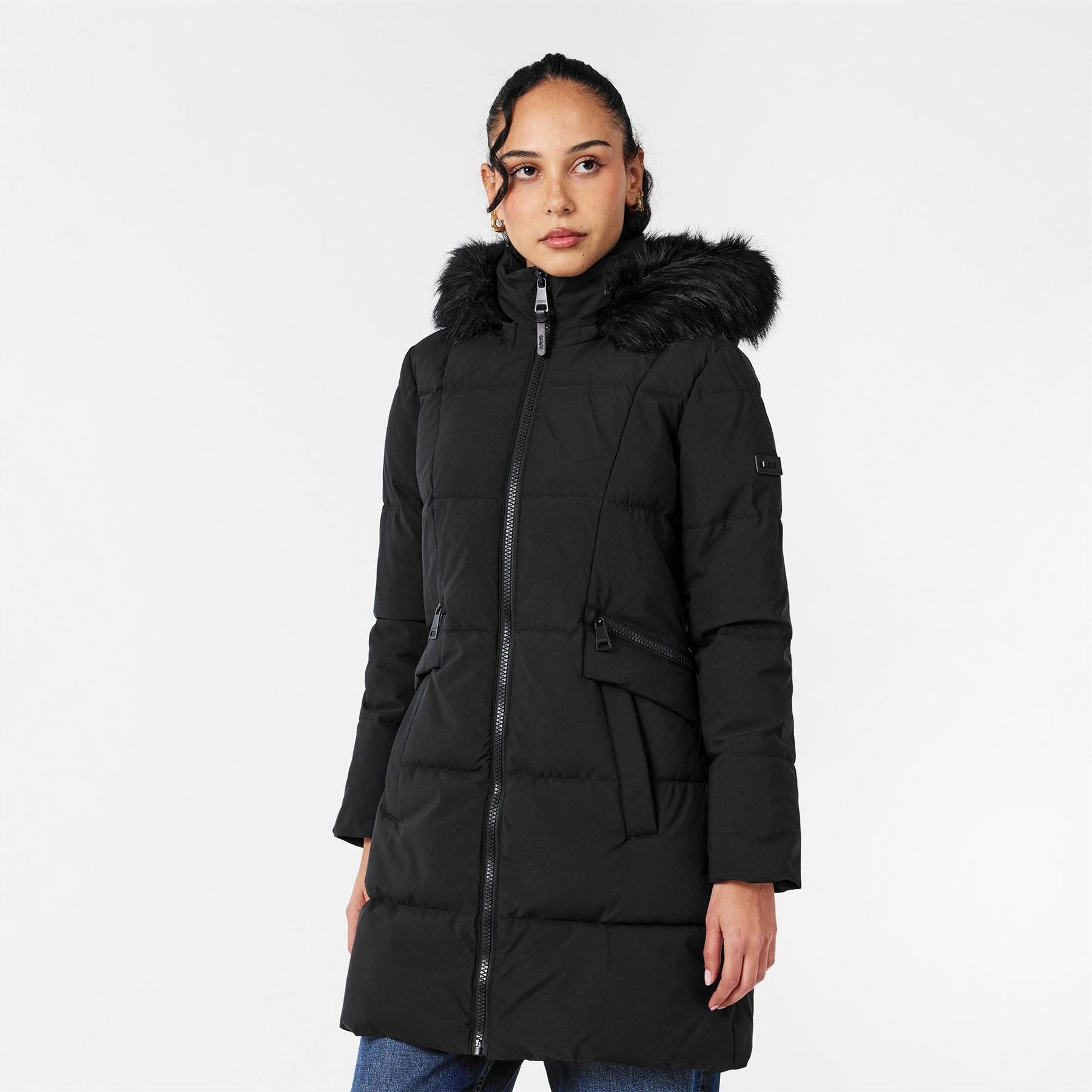 DKNY Medium Fur Hood Puffer Jacket