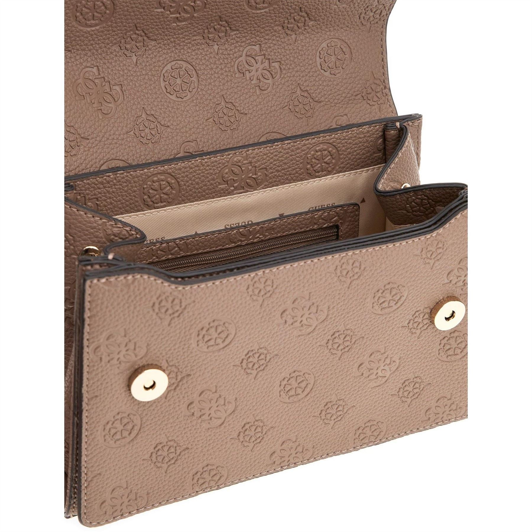 Guess Embossed Logo Cross Body Bag with Silver Tone Hardware