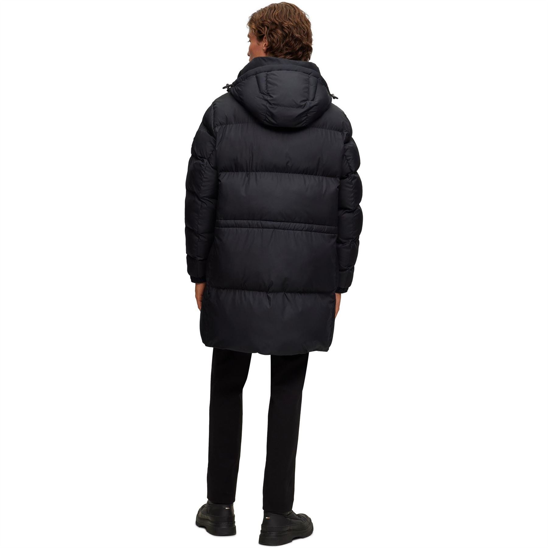 Boss Hooded Solid Patterned Puffer Coat