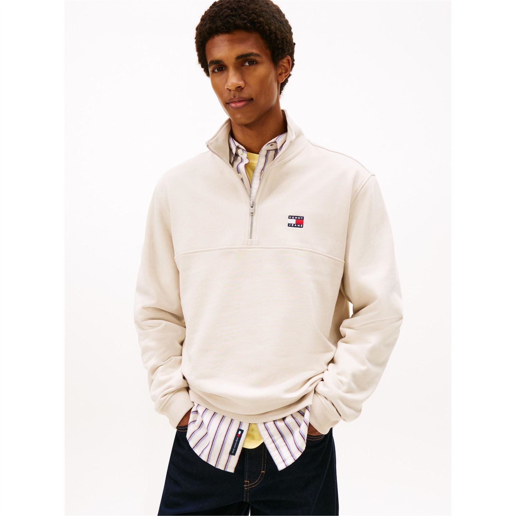 Tommy Jeans Lacoste Lettering Zip Neck Long Sleeve Sweatshirt