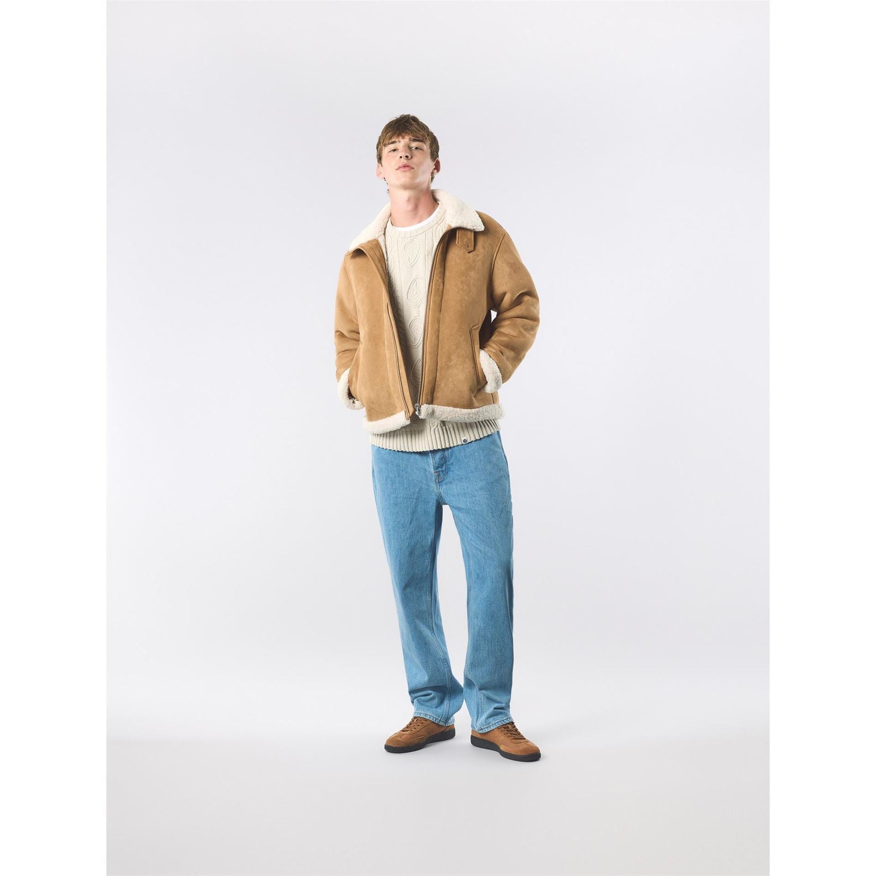 Pretty Green Ashcroft Flight Insulating Aviation Inspired Shearling Jacket