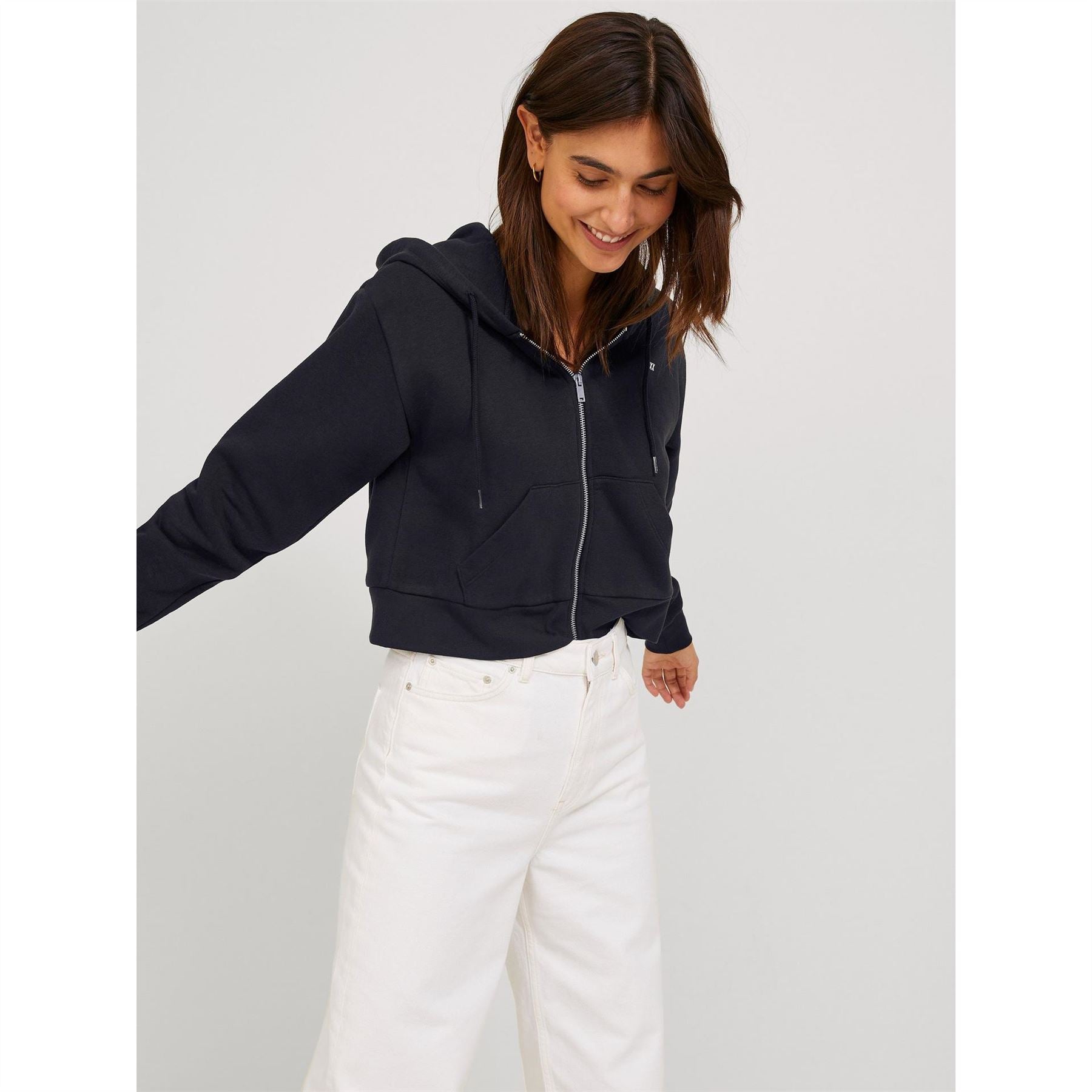 JJXX Abbie Long Sleeve Zipped Cropped Hoodie