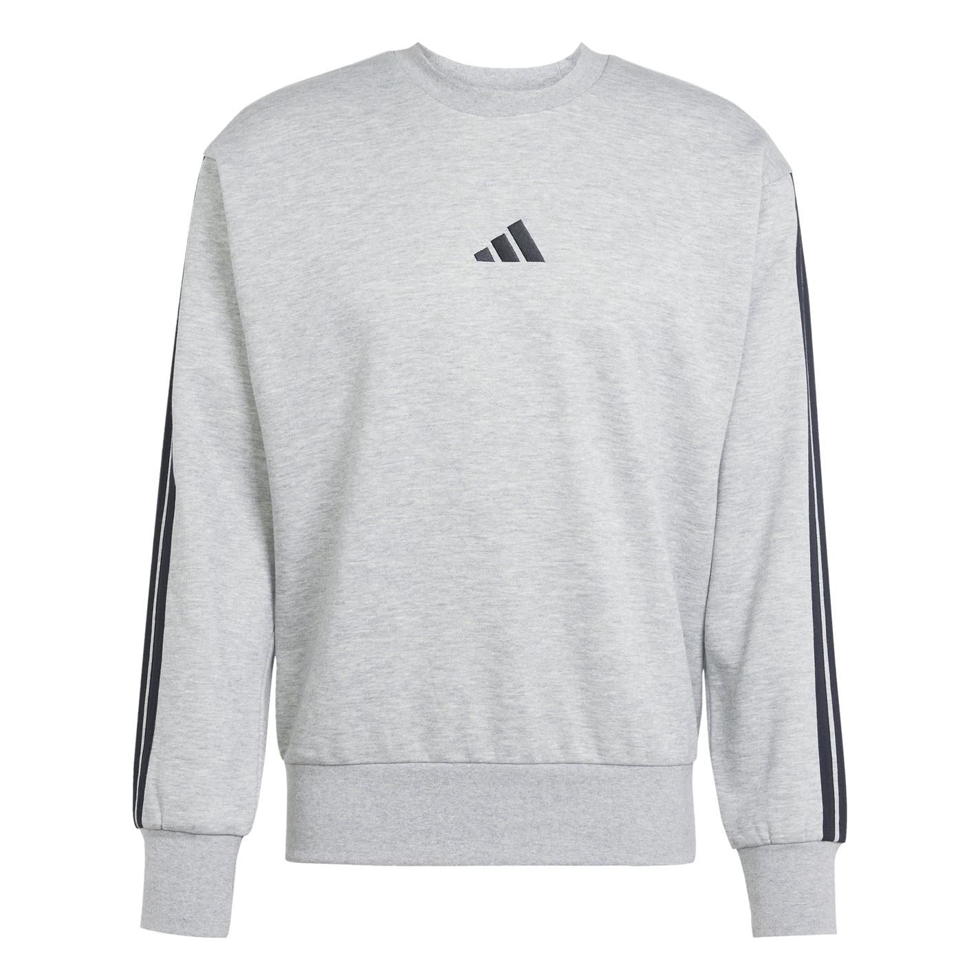 adidas Mens Essentials Crew 3 Stripes Pullover Sweatshirt