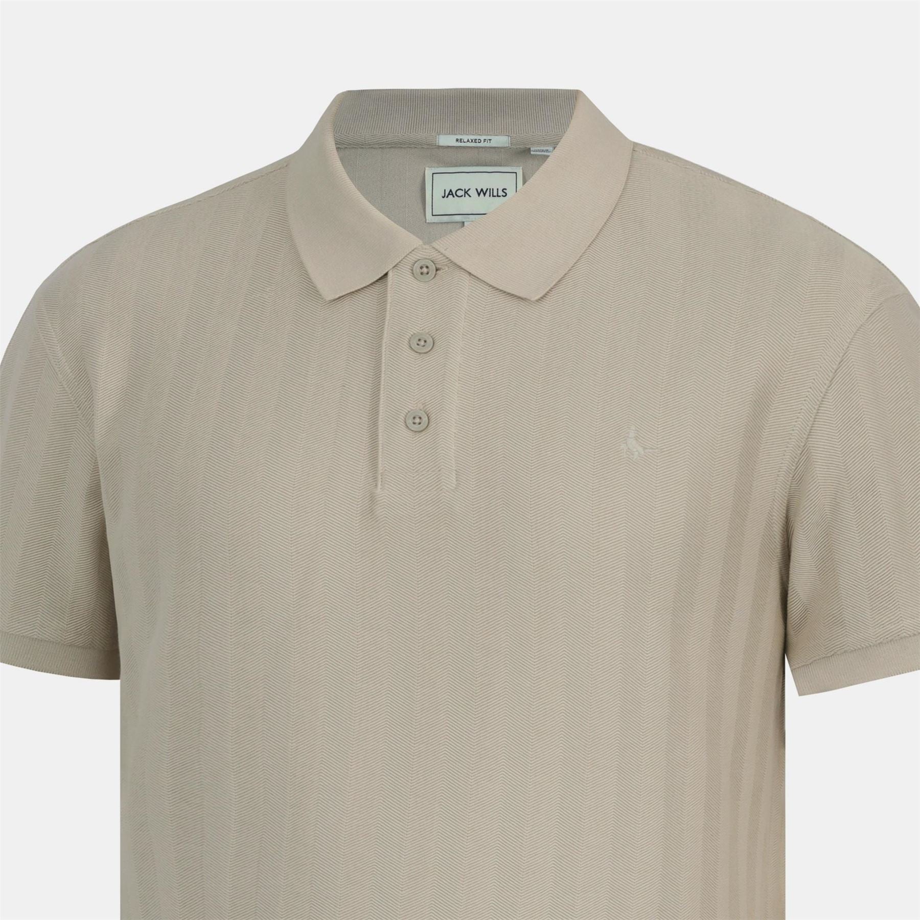 Jack Wills Herringbone Cotton Short Sleeve Polo Shirt