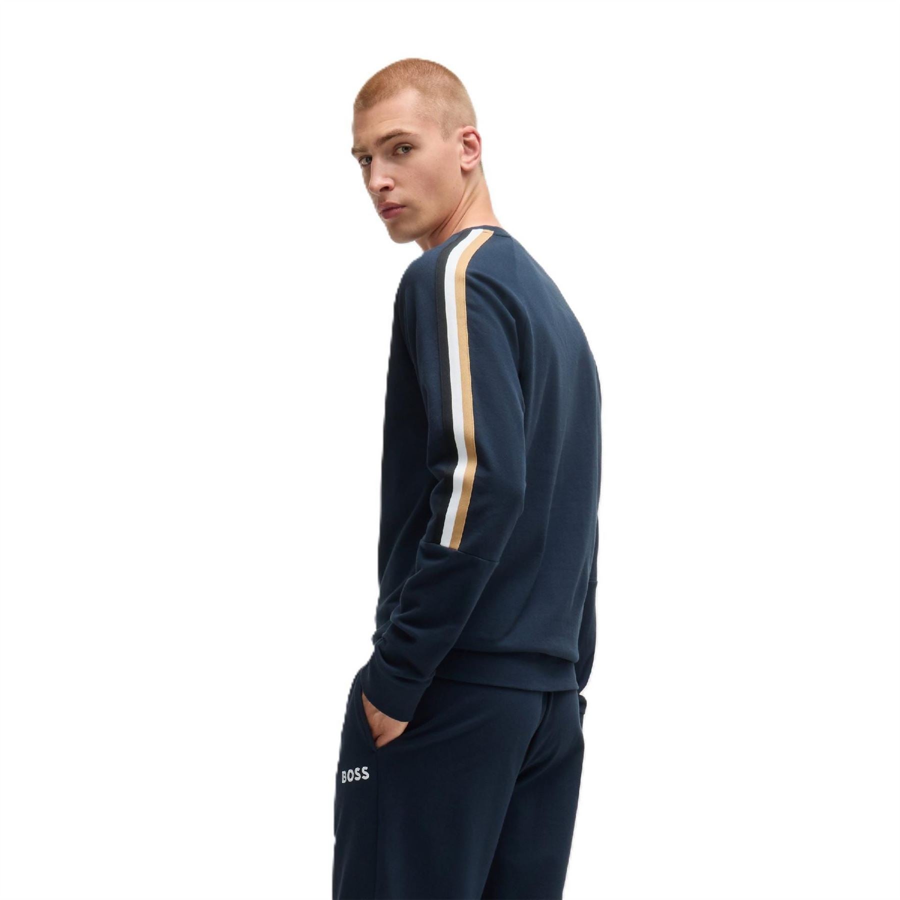 Boss Iconic Stripe Hooded Ribbed Cuff Jacket