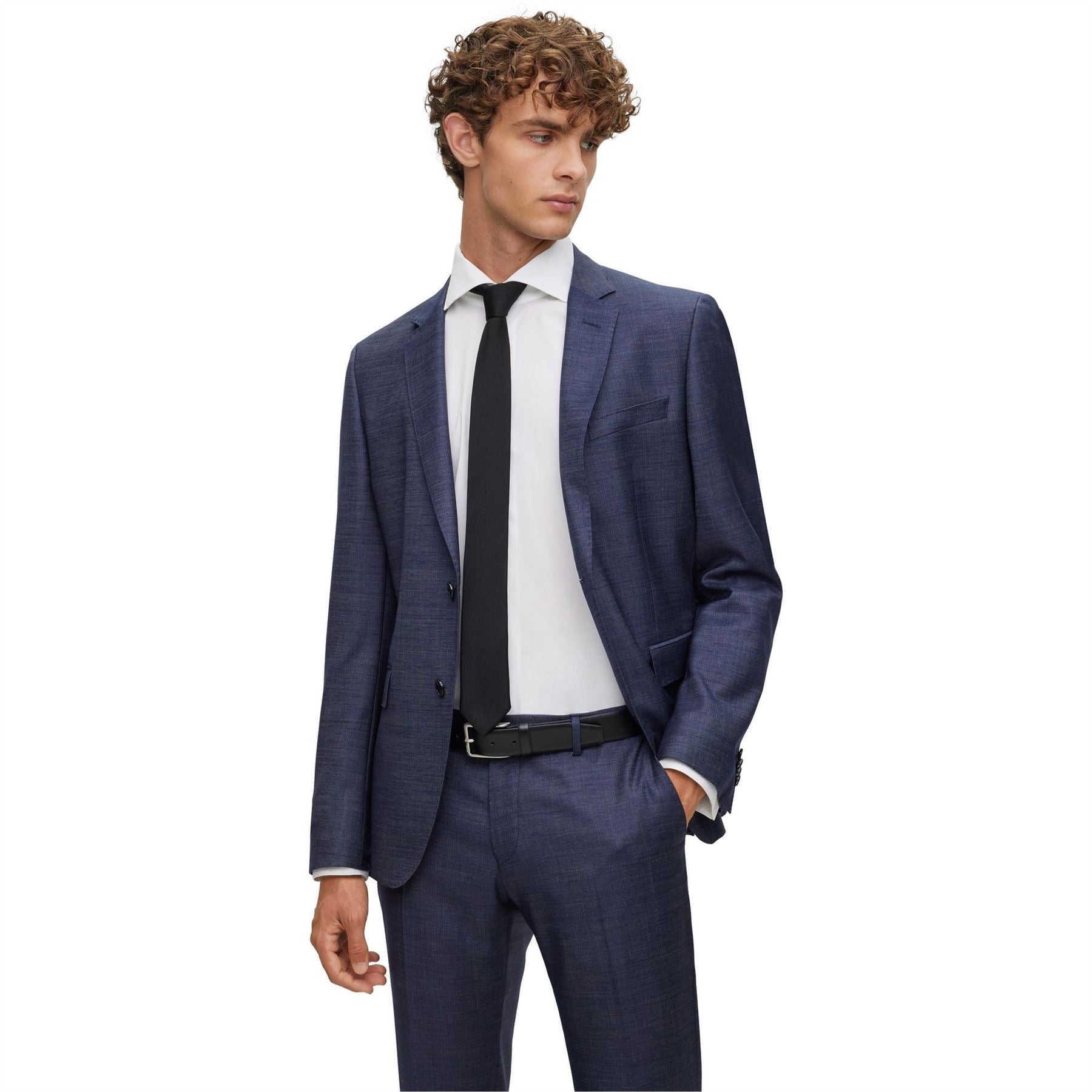 Boss Collared Neck Point Collar Long Sleeve Shirt
