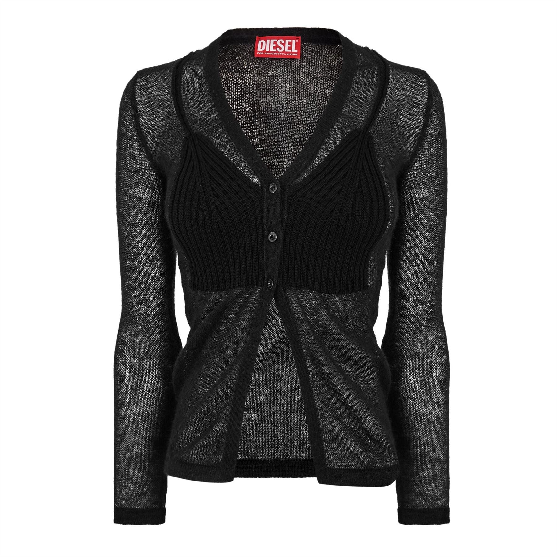 Diesel Arina V-Neck Long Sleeve Button Placket Sweater