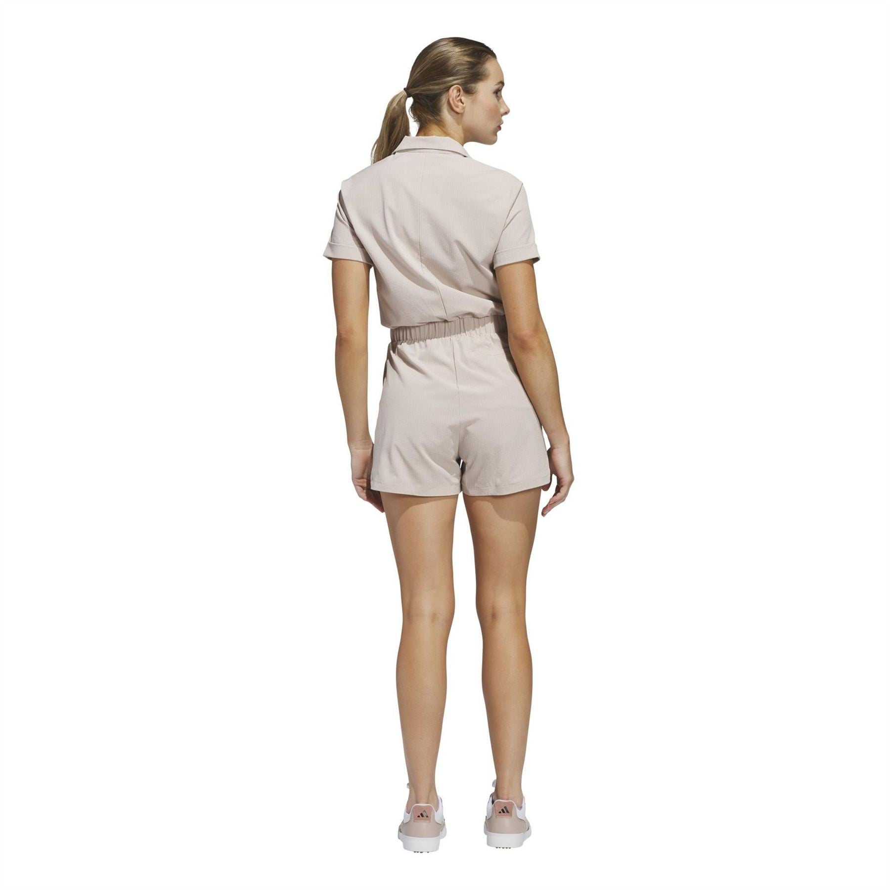 adidas Collared Neck Short Sleeve Solid Patterned Playsuit