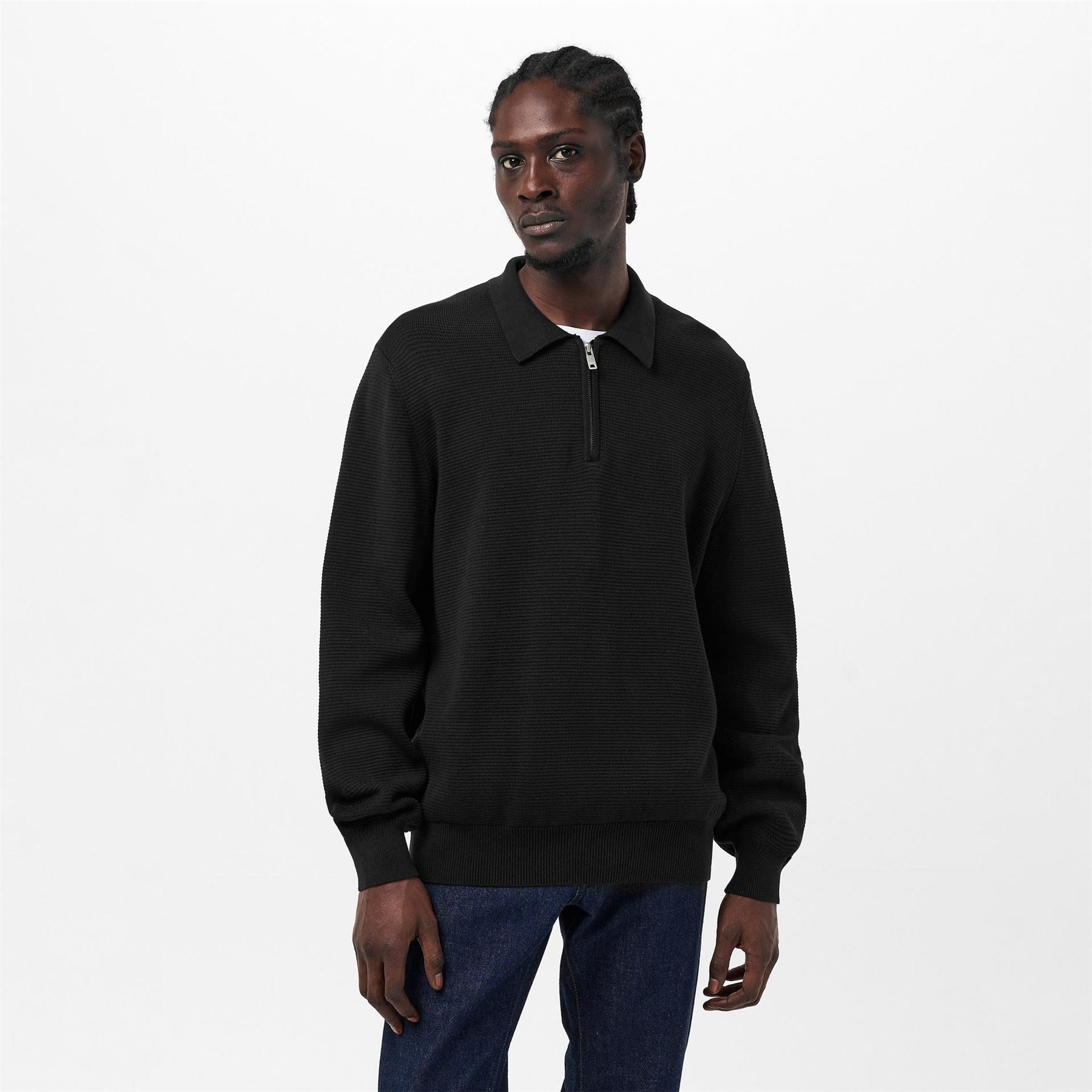 Hugo San Pauley Red Ribbed Tailored Fit Crew Neck Jumper