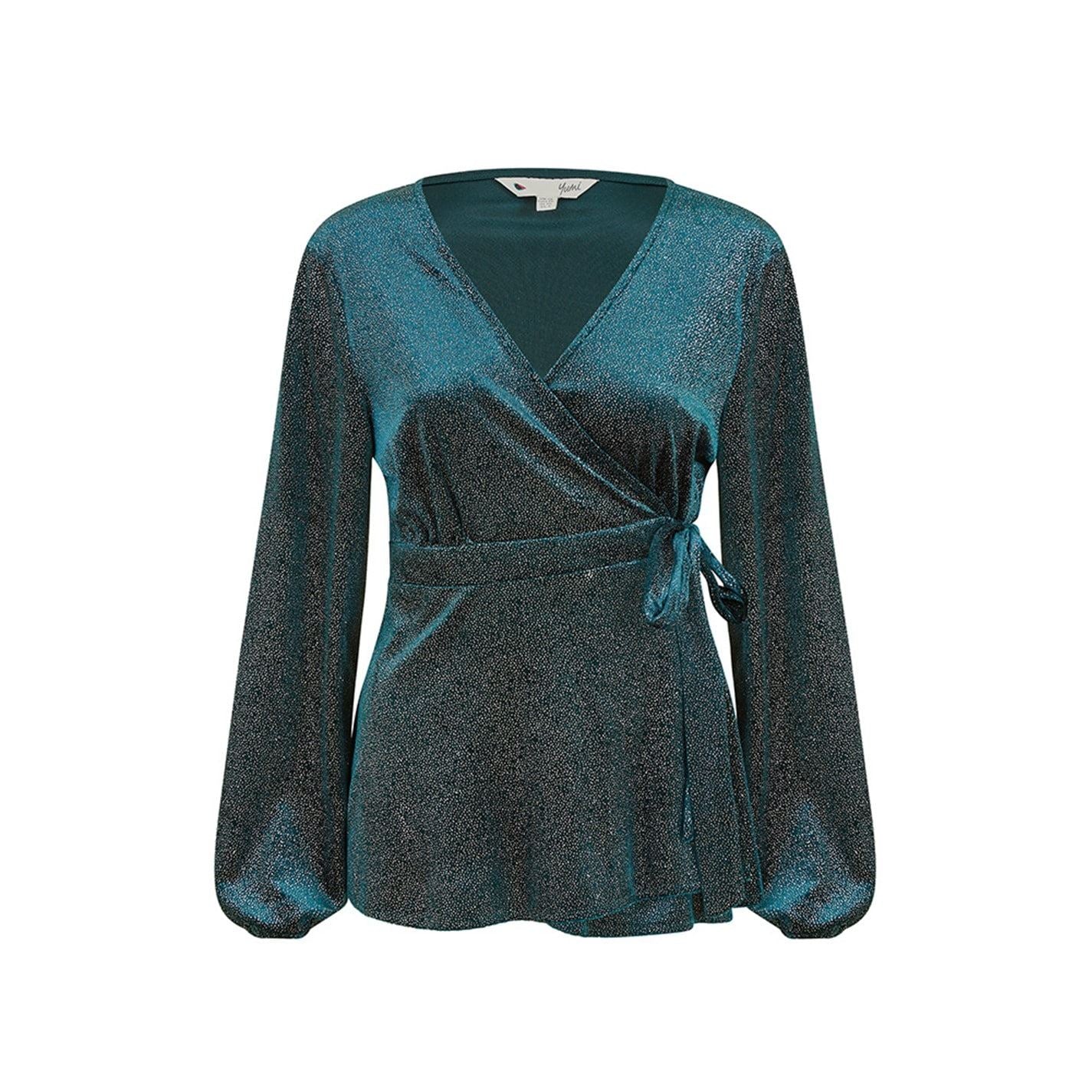 Yumi Sparkle Velvet Wrap Top