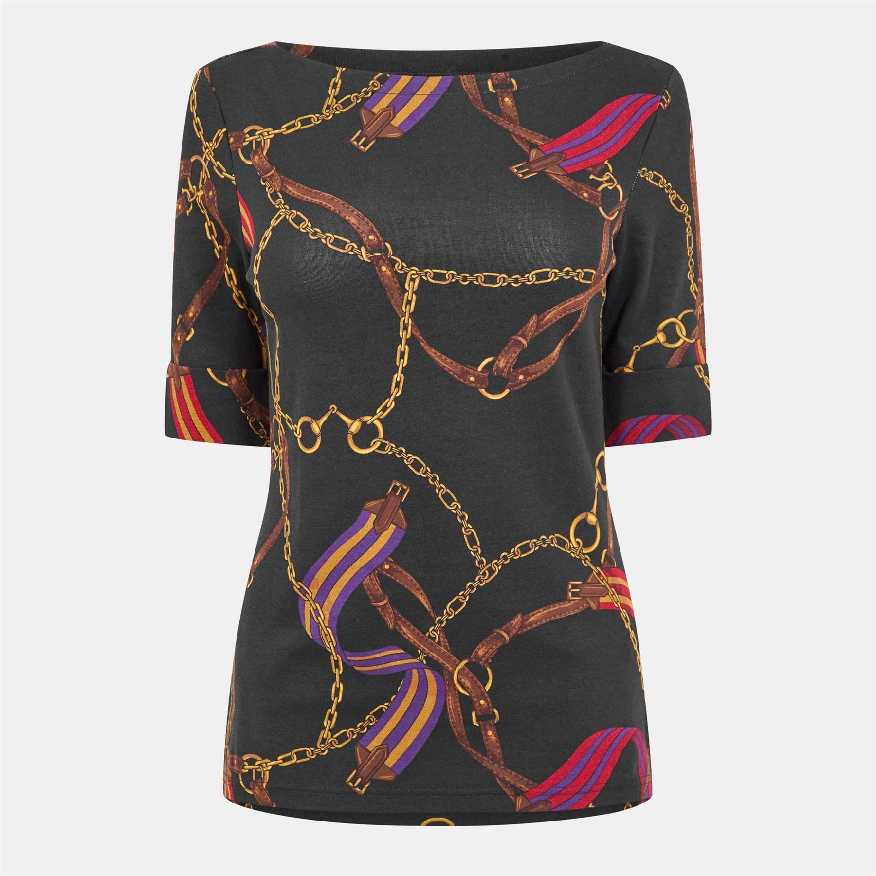 Lauren by Ralph Lauren Judy Boat Neck Three Quarter Sleeve T-Shirt