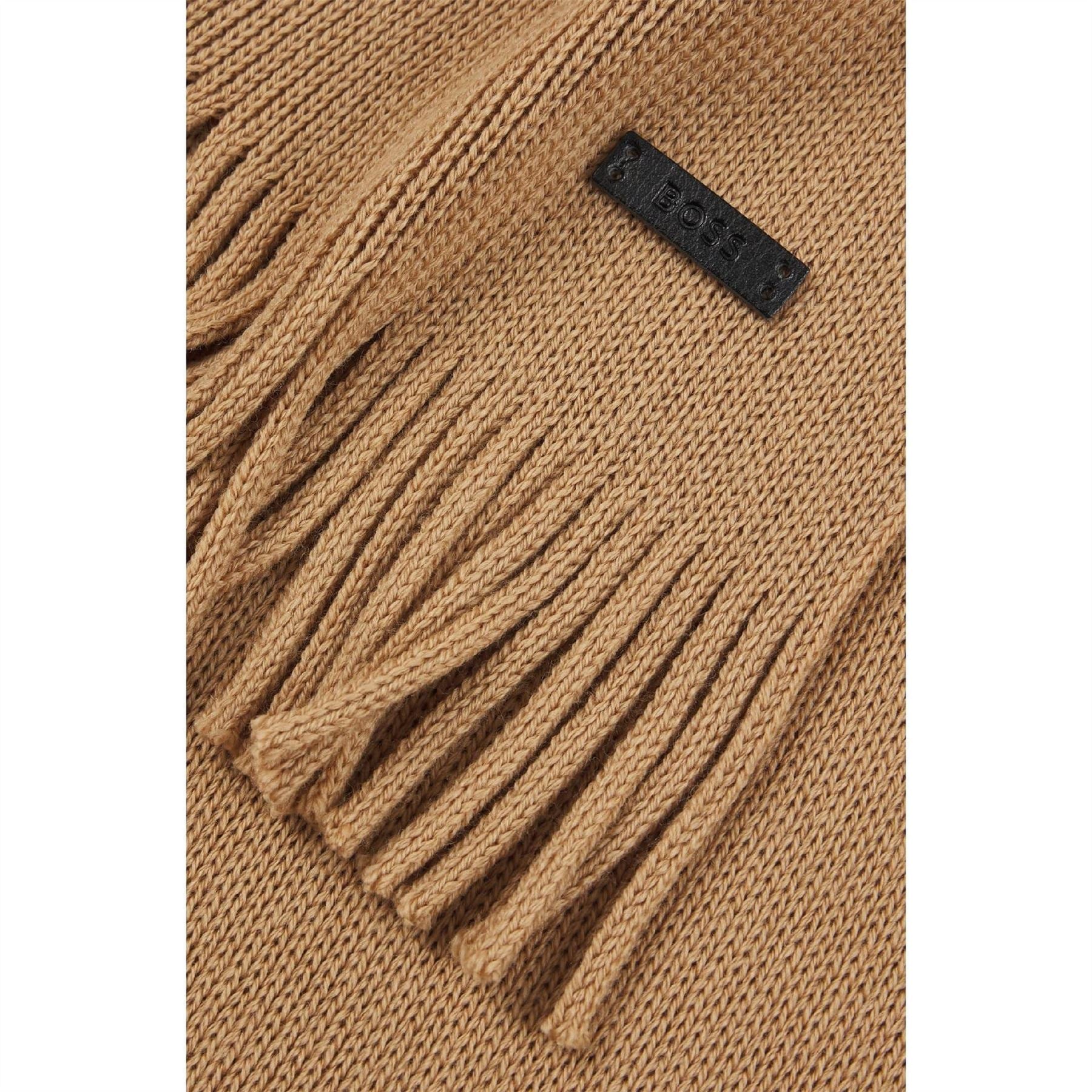 Boss Logo Plaque Scarf In Virgin Wool