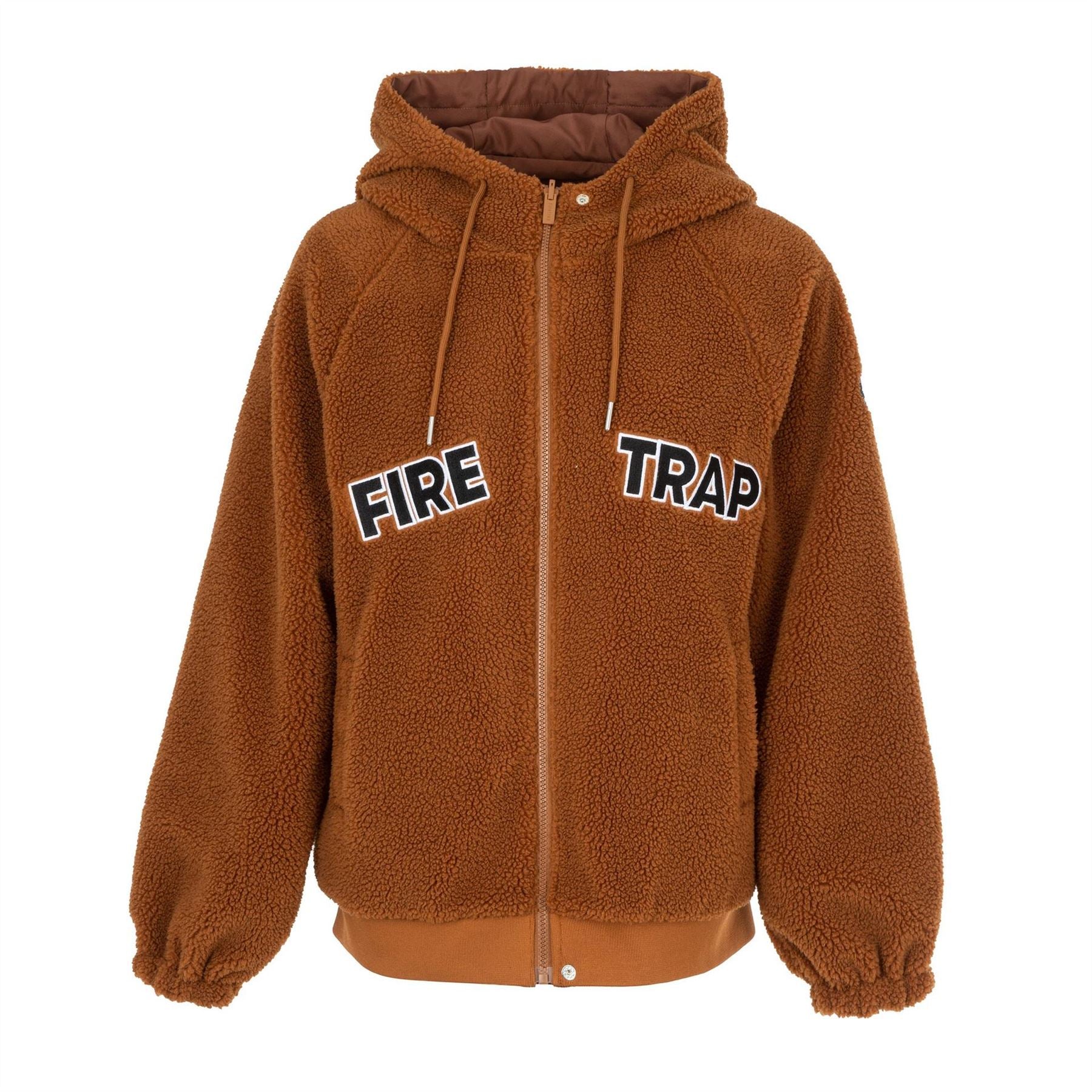 Firetrap Reversible Sherpa Fleece Hooded Full Zip Long Sleeve Teddy Coat