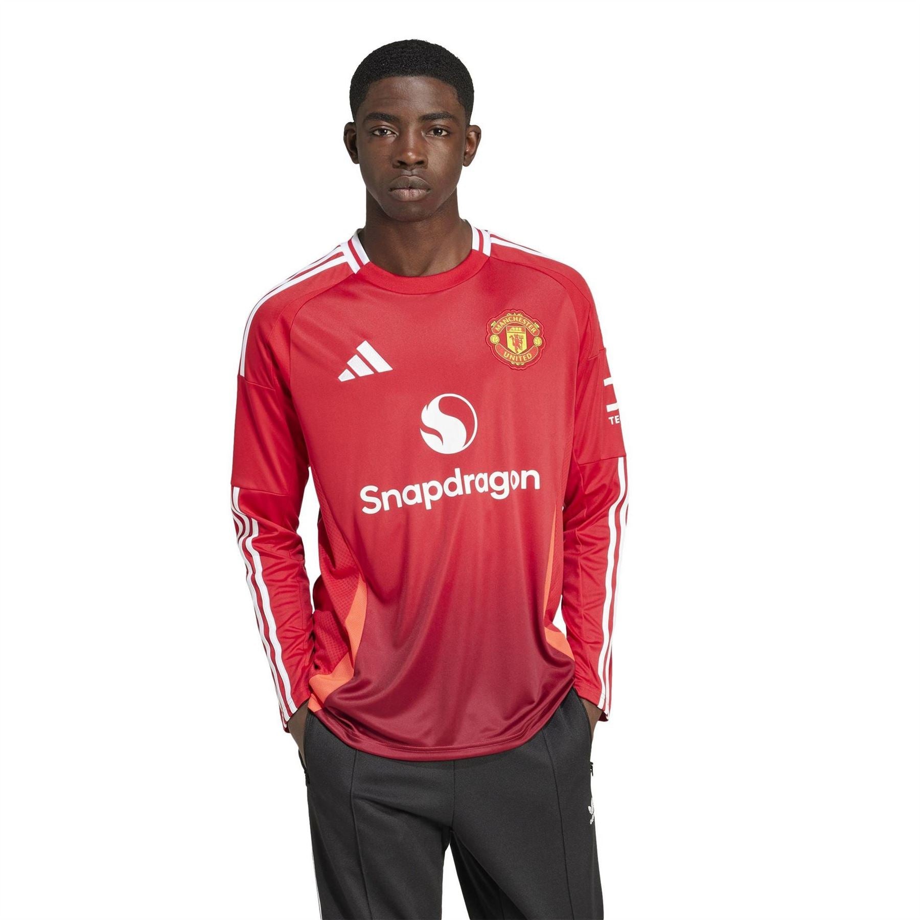 adidas Manchester United Home Long Sleeve Shirt 2024 2025 Adults