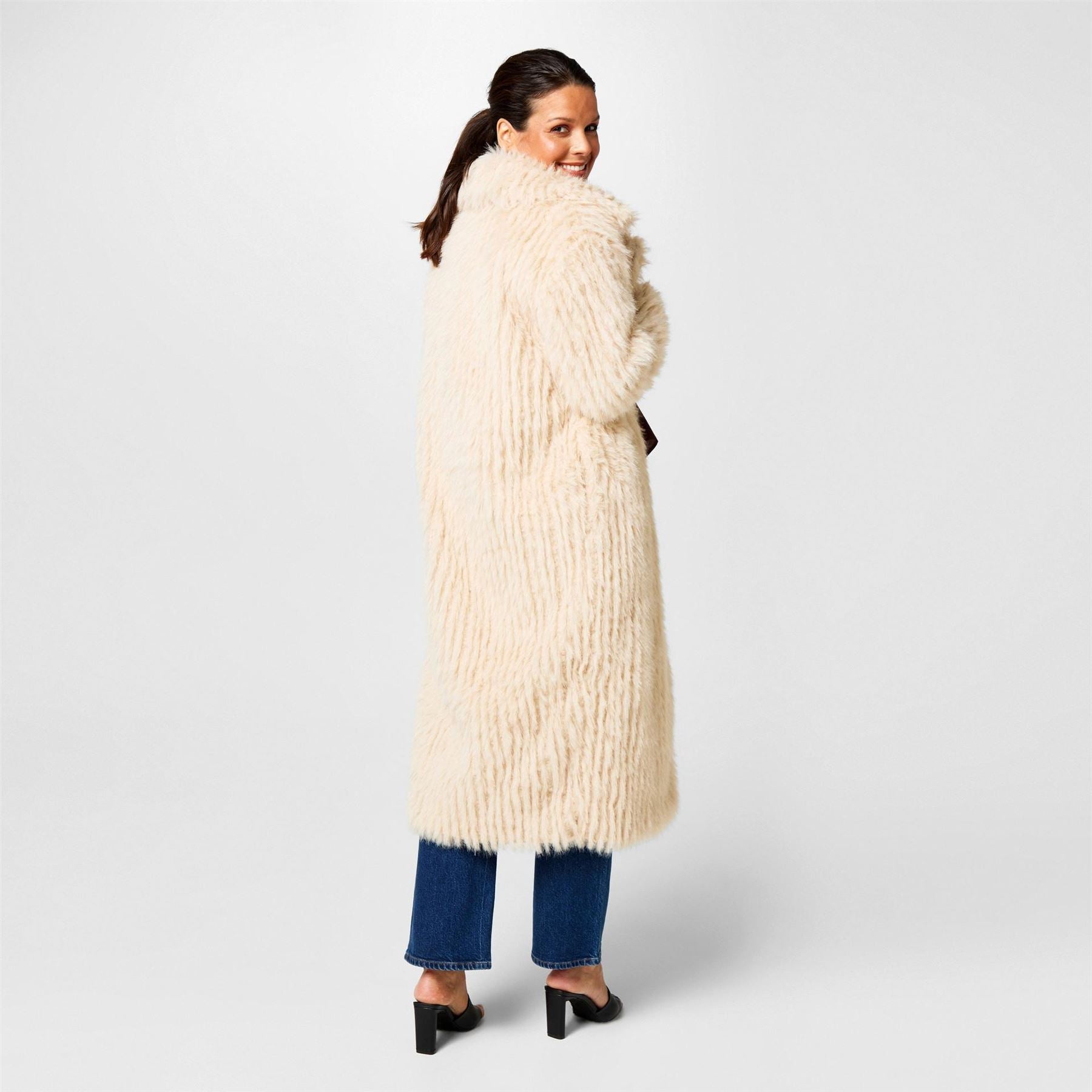 Biba Clipped Longline Faux Fur Coat