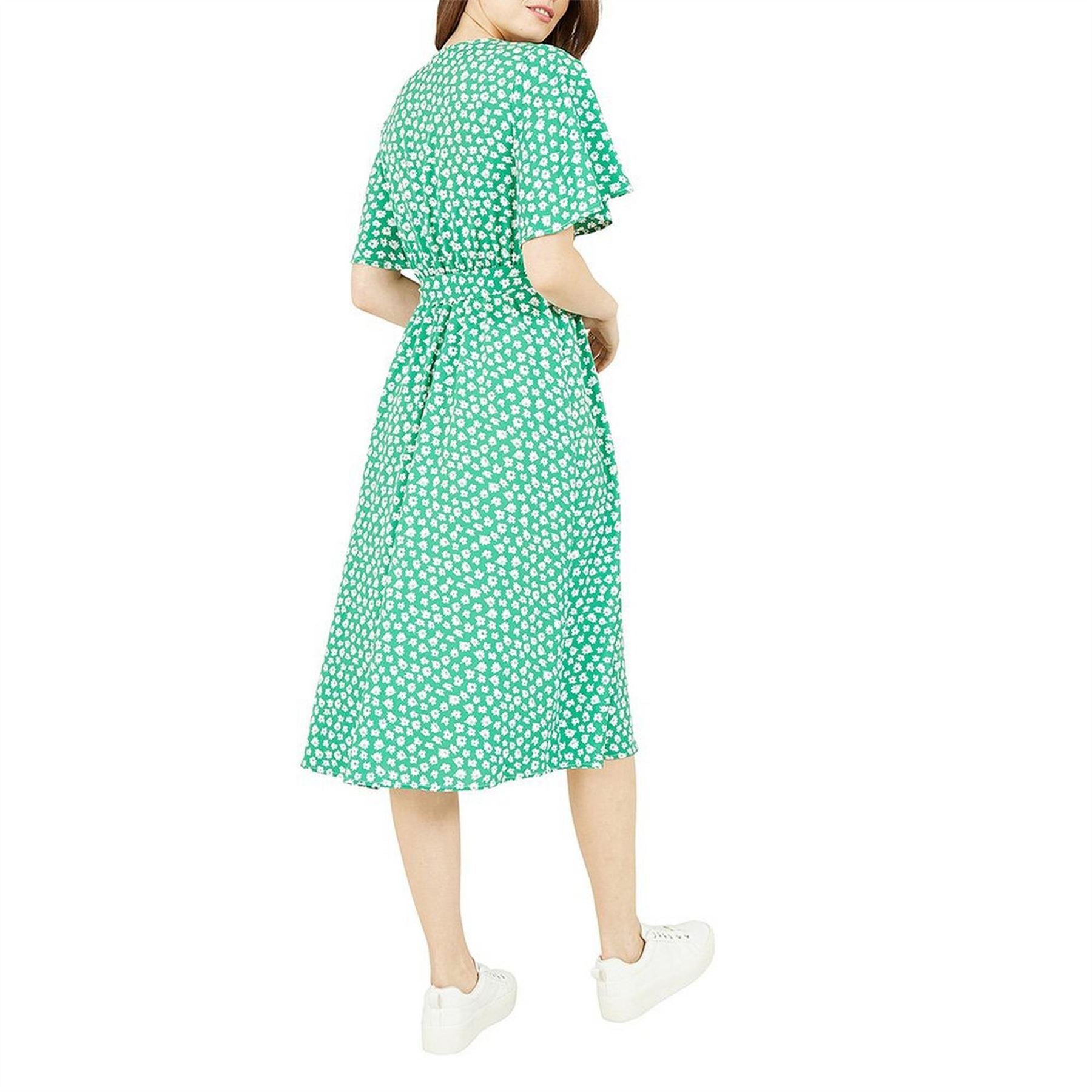 Yumi Daisy Print V-Neck Midi Wrap Dress