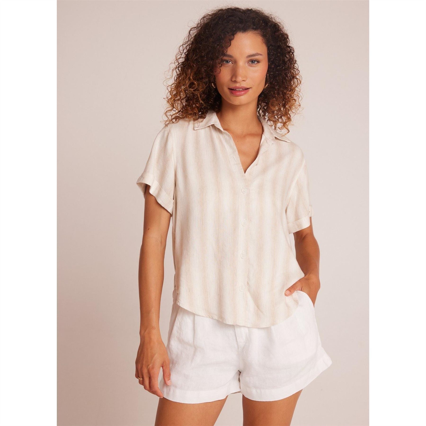 Bella Dahl Cuffed Relaxed Fit Short Sleeve Shirt