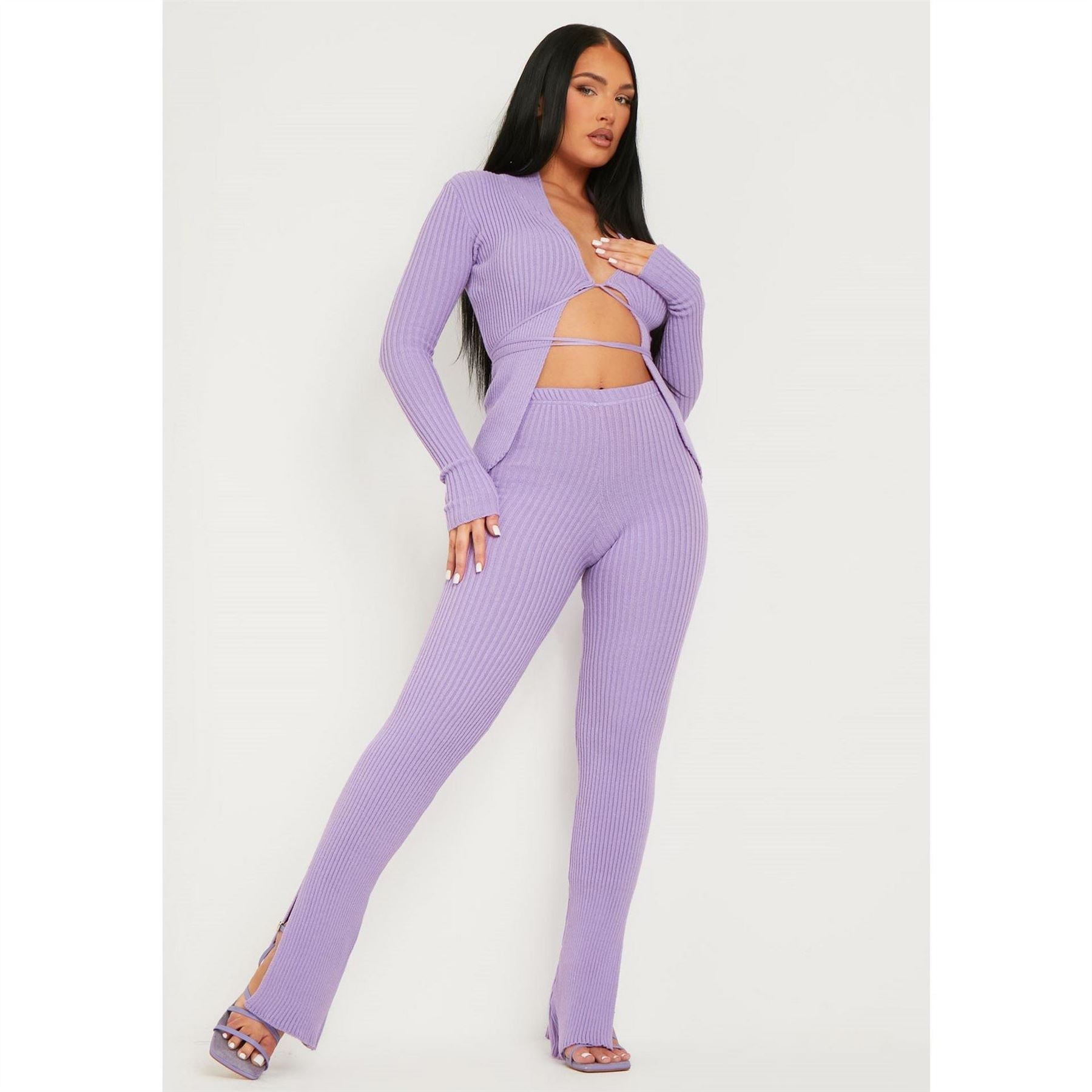 Missy Empire Knitted Side Split Trouser