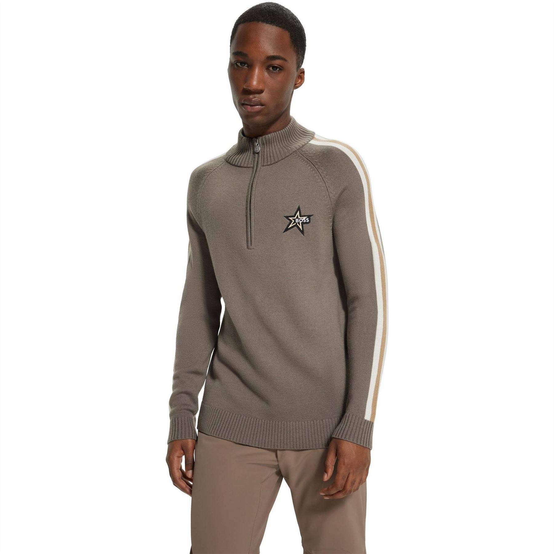 Boss Zip Neck Raglan Sleeve Sweater