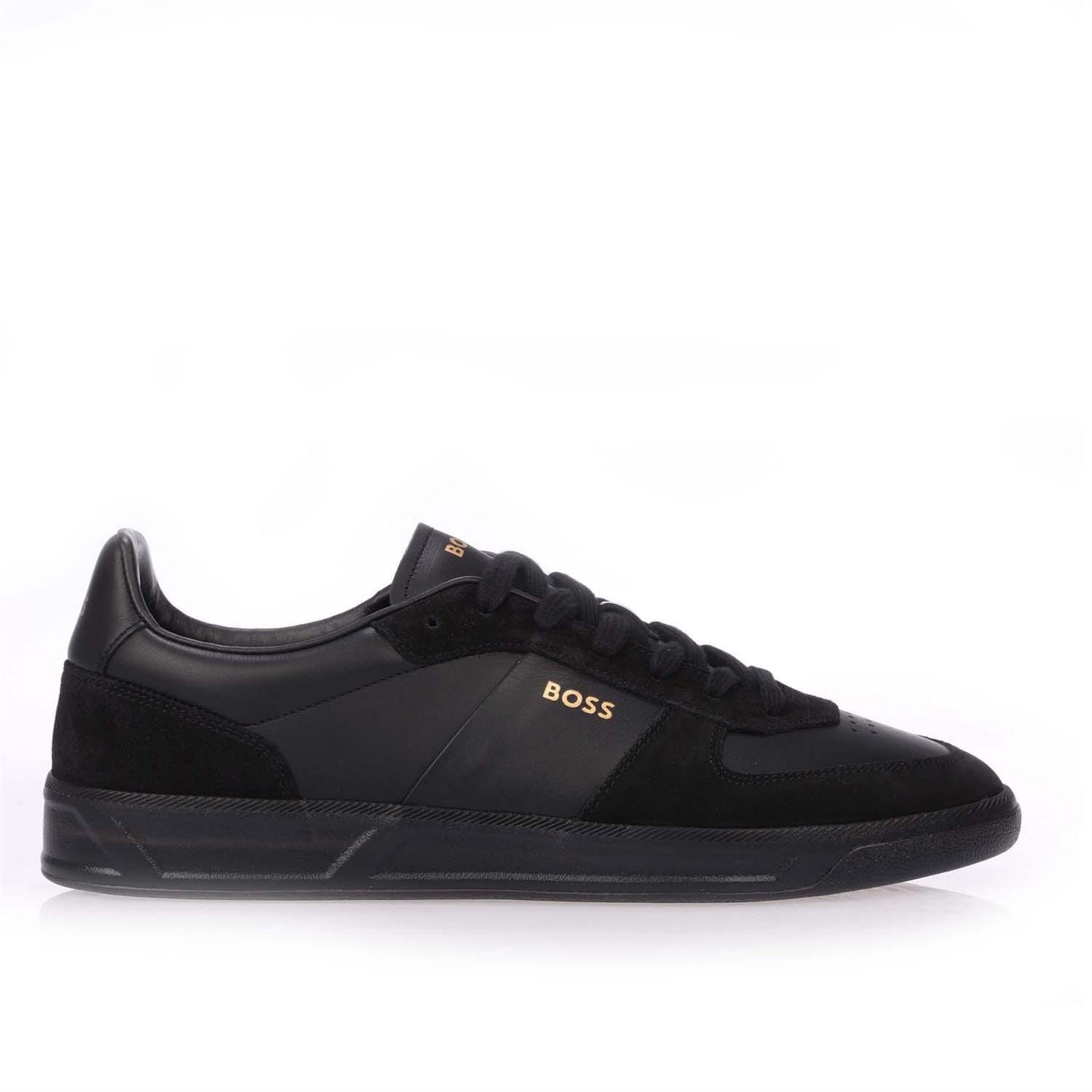 Boss Foil Print Branding Leather Suede Trainers