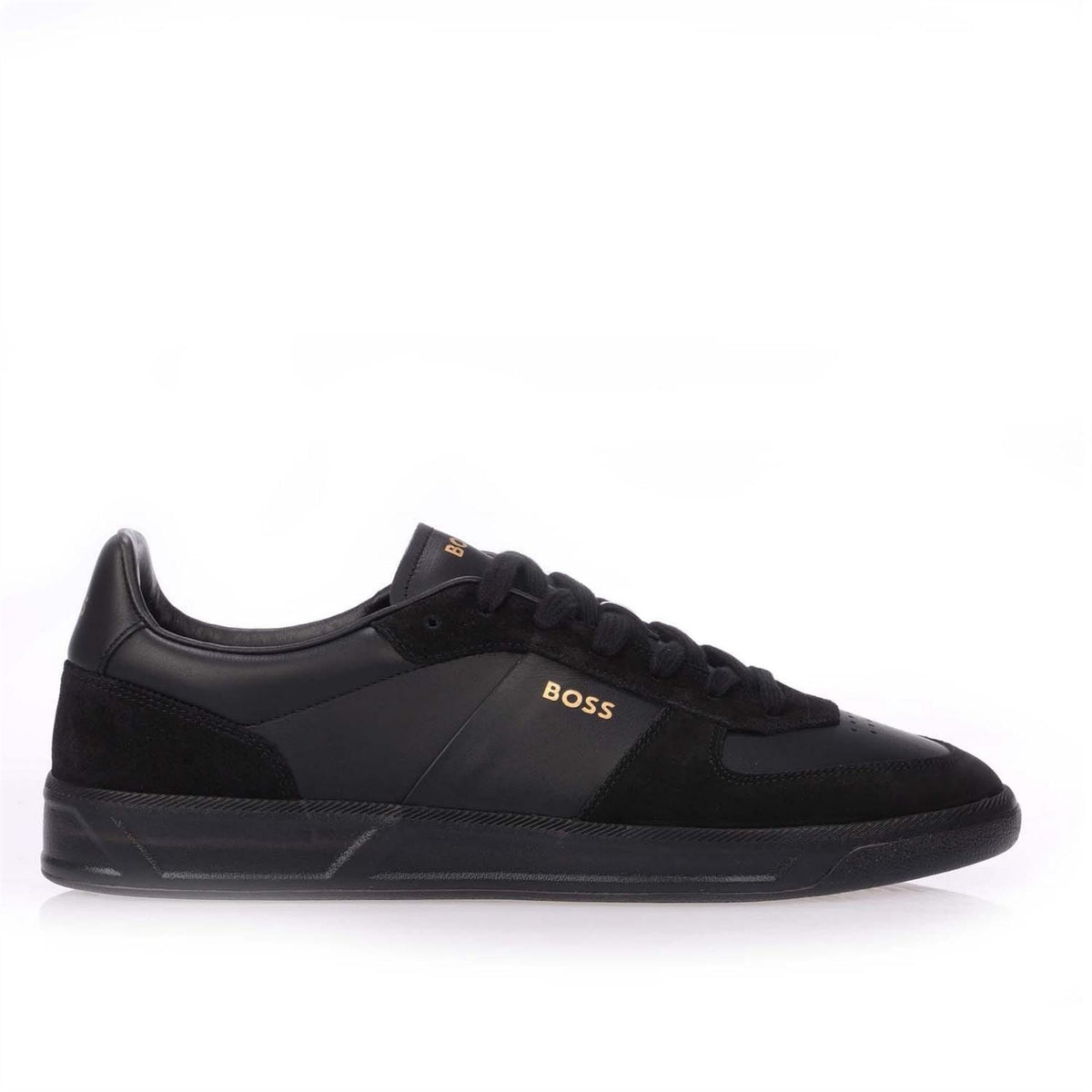 Boss Foil Print Branding Leather Suede Trainers