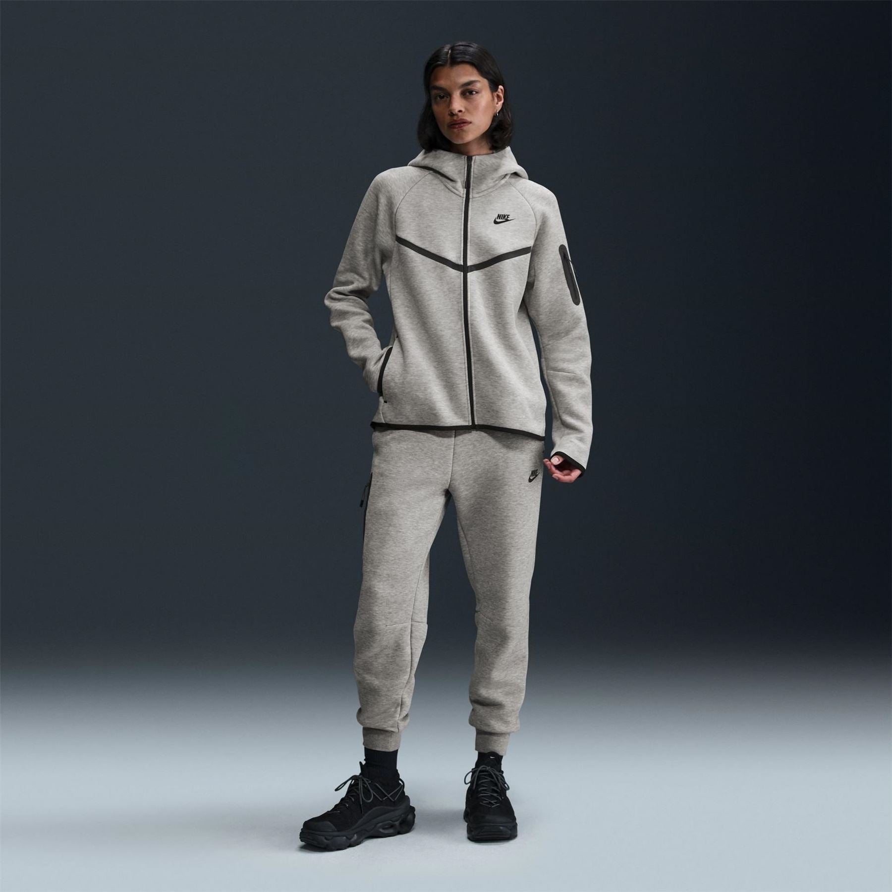 Nike Tech Solid Patterned Hooded Neck Jacket