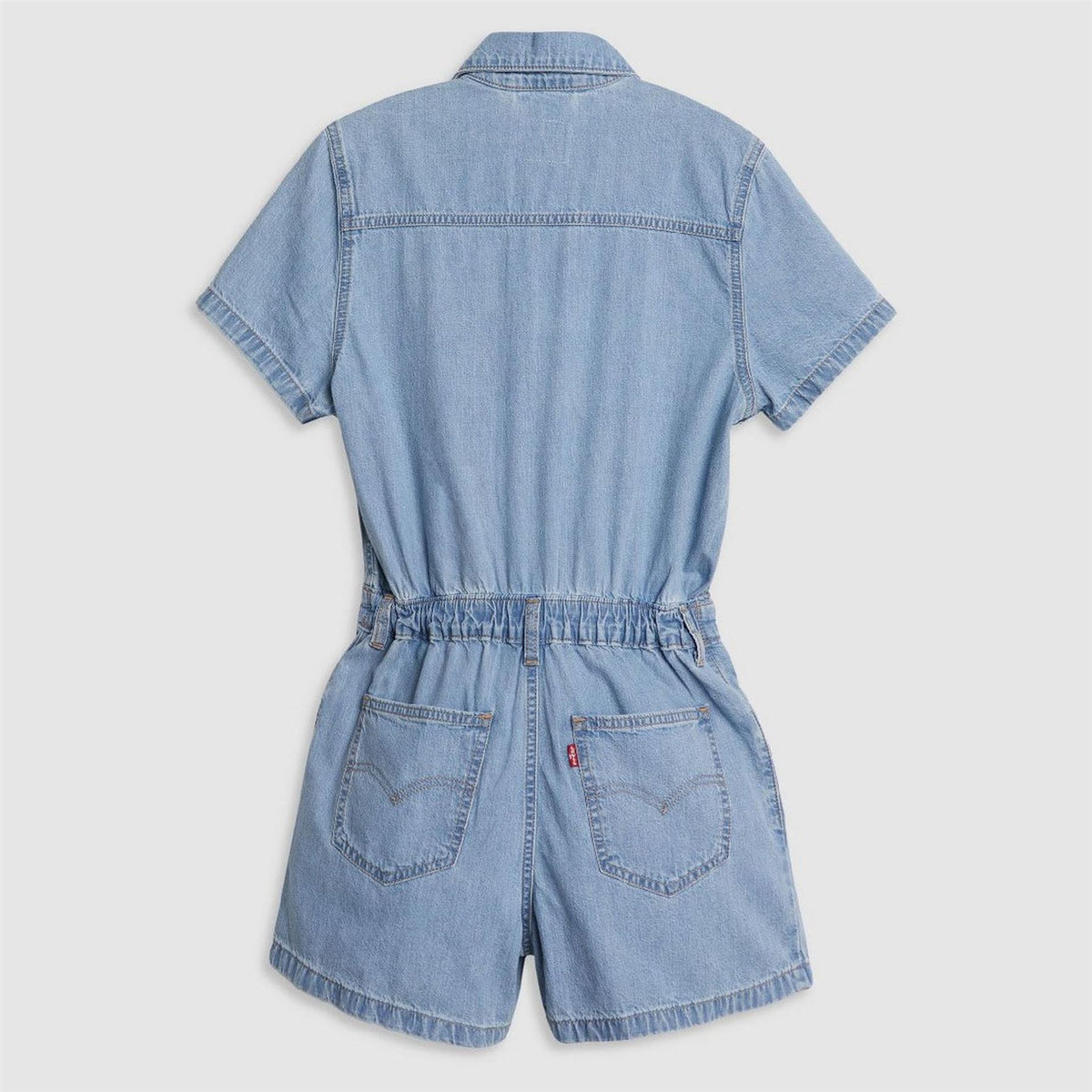 Levis Collared Neck Short Sleeve Solid Patterned Playsuit